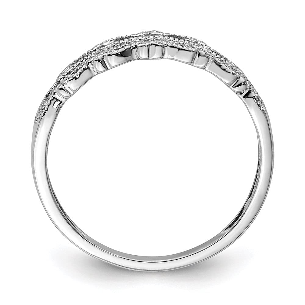 Sterling Silver Rhodium Plated Diamond Band Ring - 0.04Ct Round Cut Diamond Wedding Ring for Women, Elegant Promise Ring or Anniversary Gift - Perfect for Engagements, Proposals & Special Occasions