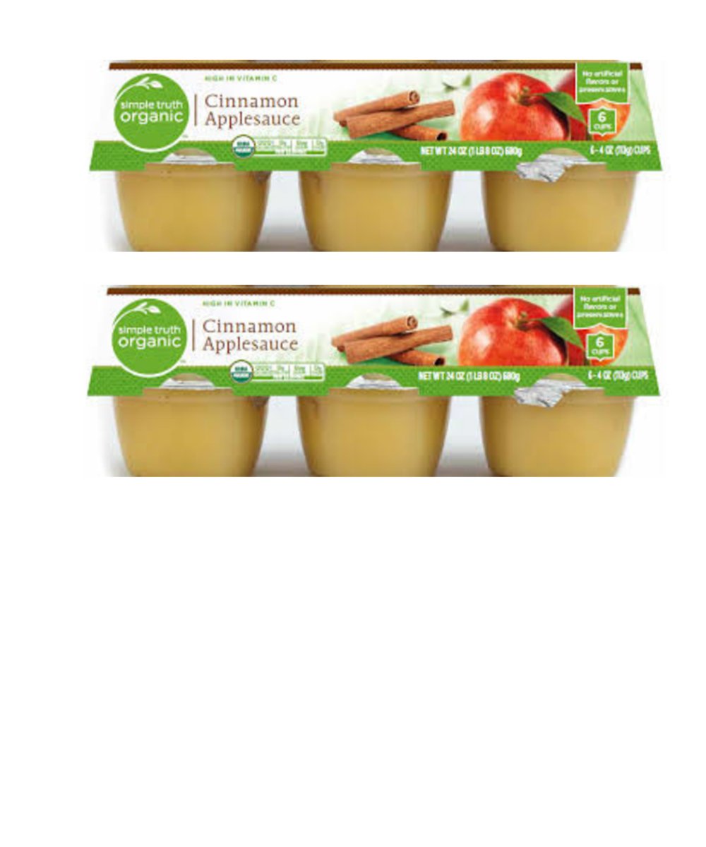 Organic Cinnamon Applesauce Cups Unsweetened - 4oz (6 Cups per Pack, 2-Pack) | Healthy Snack for Kids, Lunch Boxes & Family Game Nights | USDA Certified, No Added Sugar, Gluten-Free