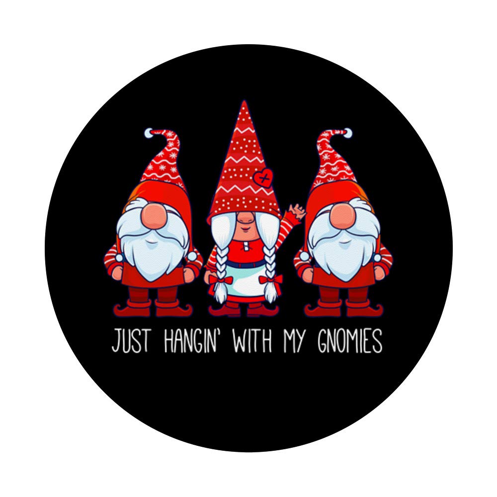 Just Hangin' With My Gnomies Women's PopSockets PopGrip - Swappable Phone Grip for iPhone, Samsung & Tablets | Cute Gnome Design for Everyday Use, Selfies & Phone Stand