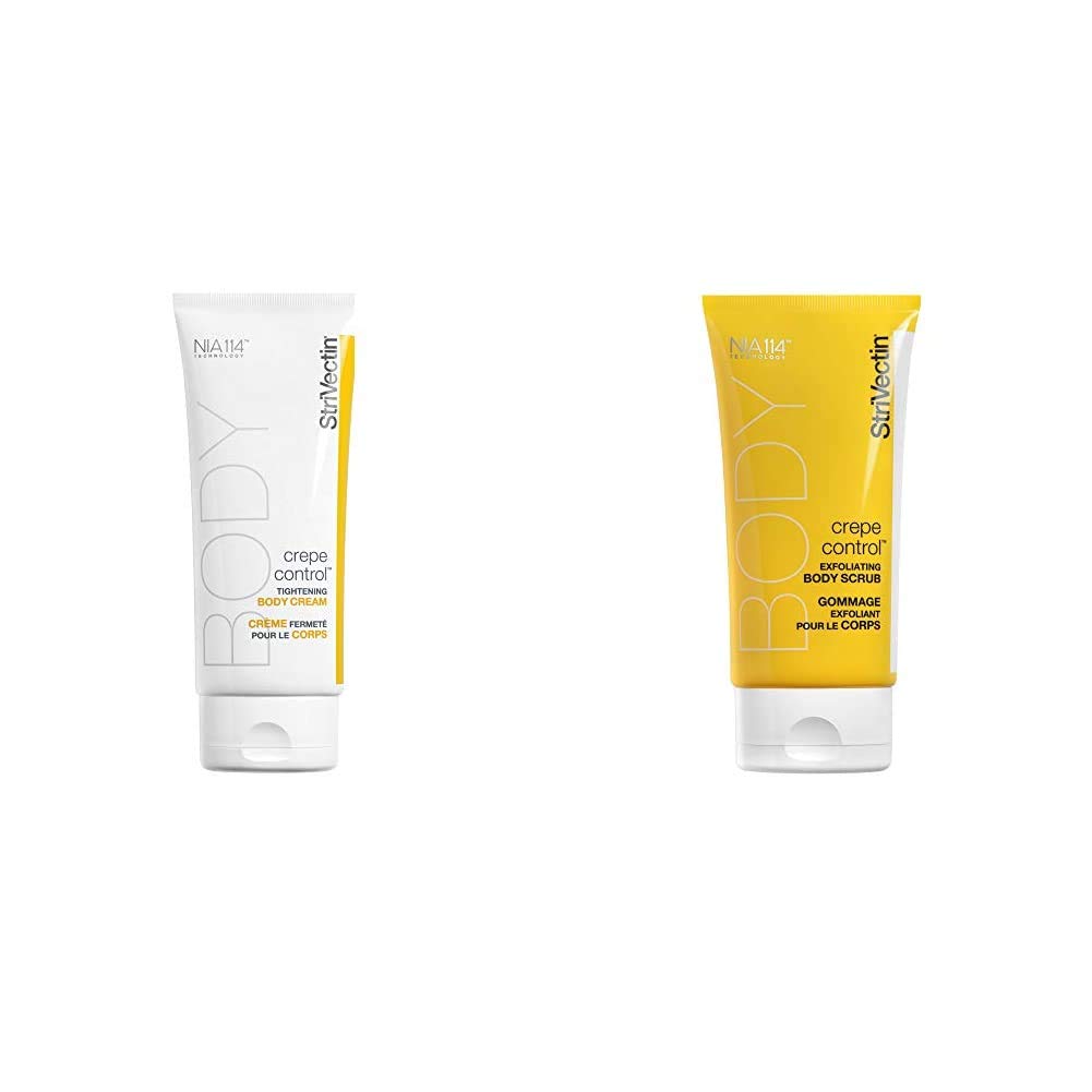 StriVectin Crepe Control Tightening Body Cream & Exfoliating Scrub Set - 6.7oz Cream + 5oz Scrub for Firmer, Smoother Skin - Anti-Aging Body Care for Arms, Legs & Neck - Perfect for Post-Shower Hydration & Nighttime Skincare Routine
