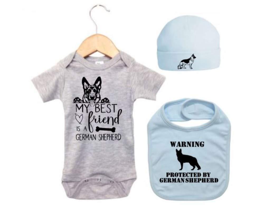 German Shepherd Puppy Outfit Set - Unisex Baby Bodysuit & Matching Accessories for Newborns, Infants | Perfect for Family Photos, Pet Lovers & Cute Animal-Themed Gifts