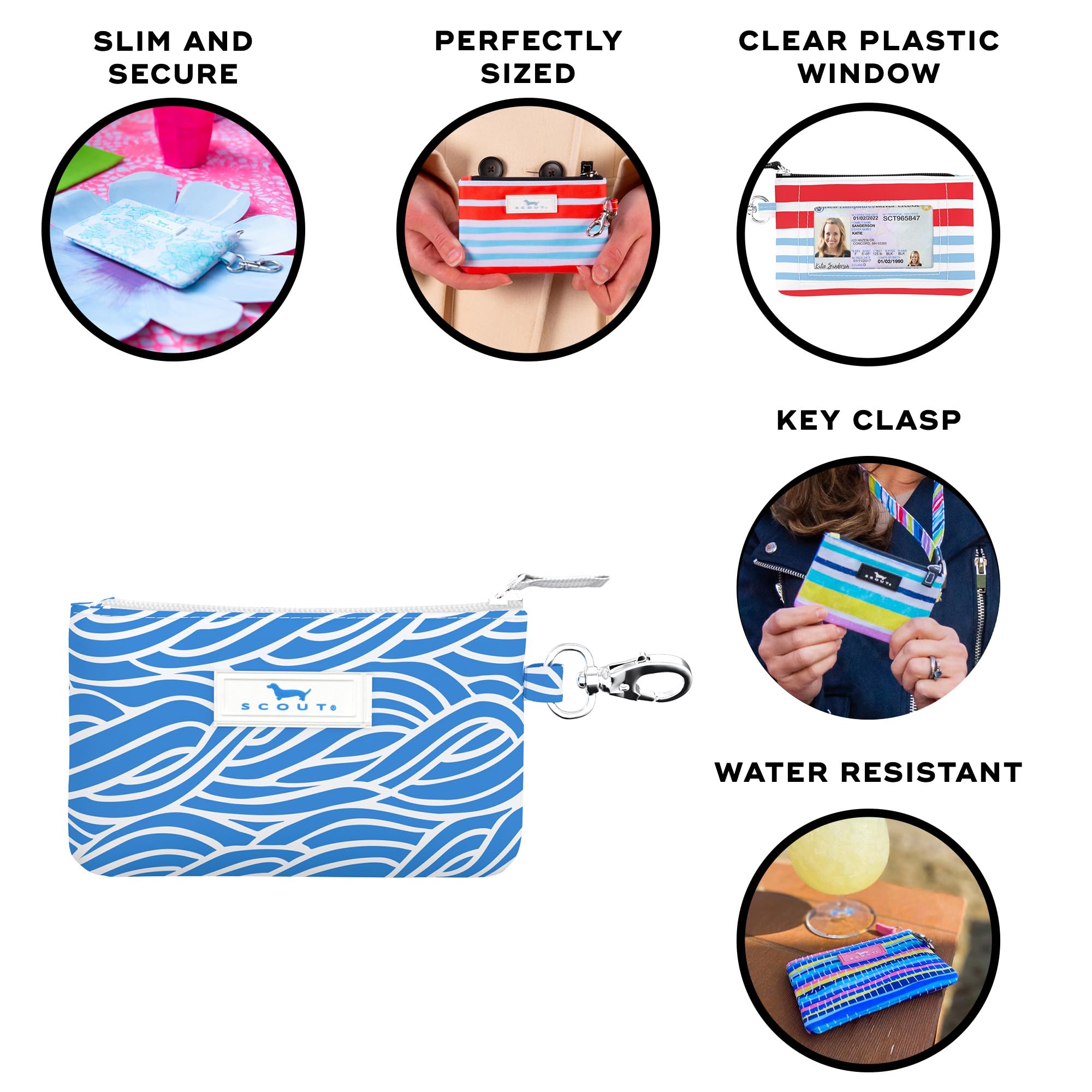 SCOUT IDKase Card Holder for Women - Mini Keychain Wallet with Zip Closure | Perfect for ID, Credit Cards & Keys - Ideal for Travel, Work & Everyday Use