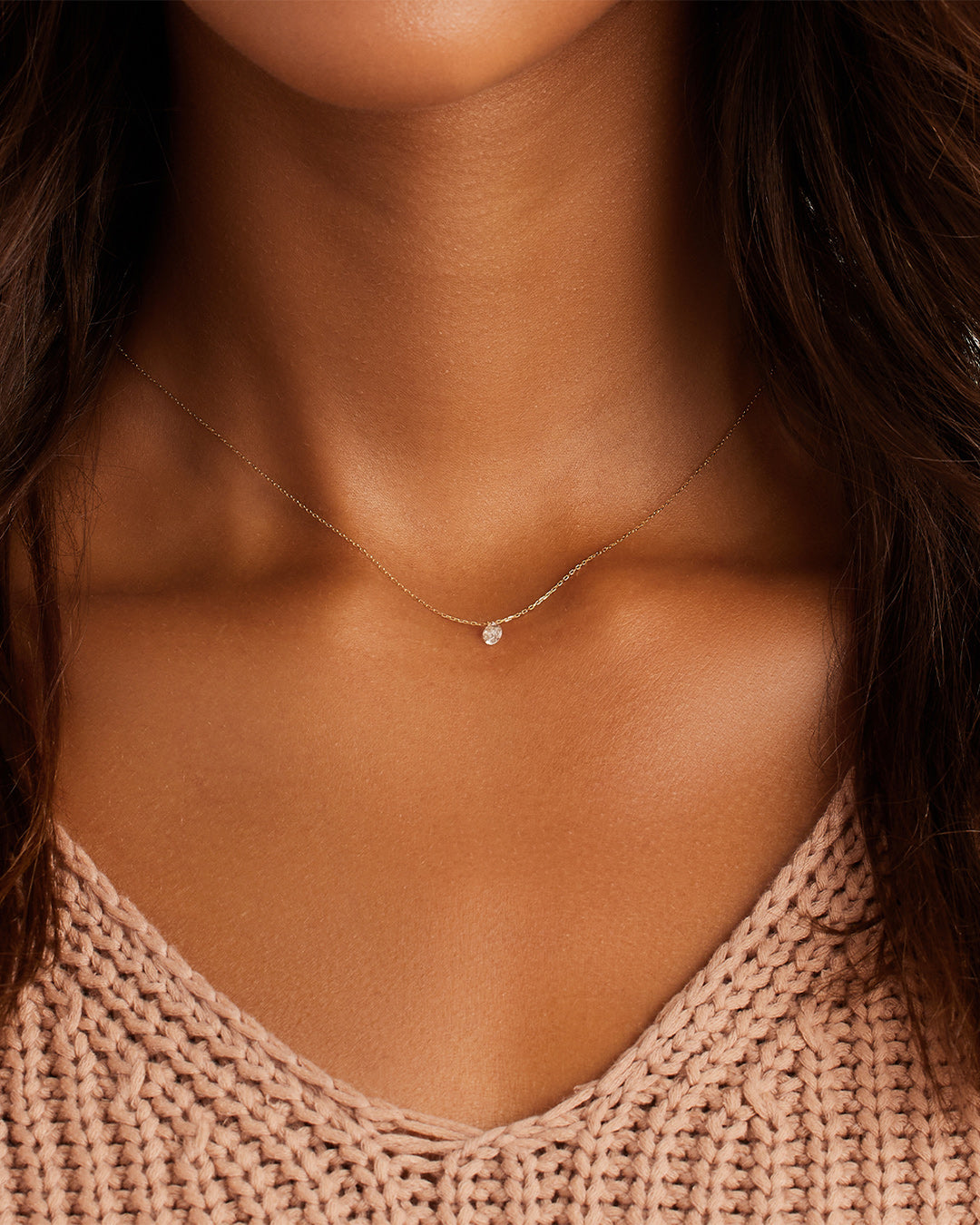 Floating Diamond Statement Necklace - Elegant 14K Gold Plated Pendant for Women | Perfect for Weddings, Parties & Special Occasions