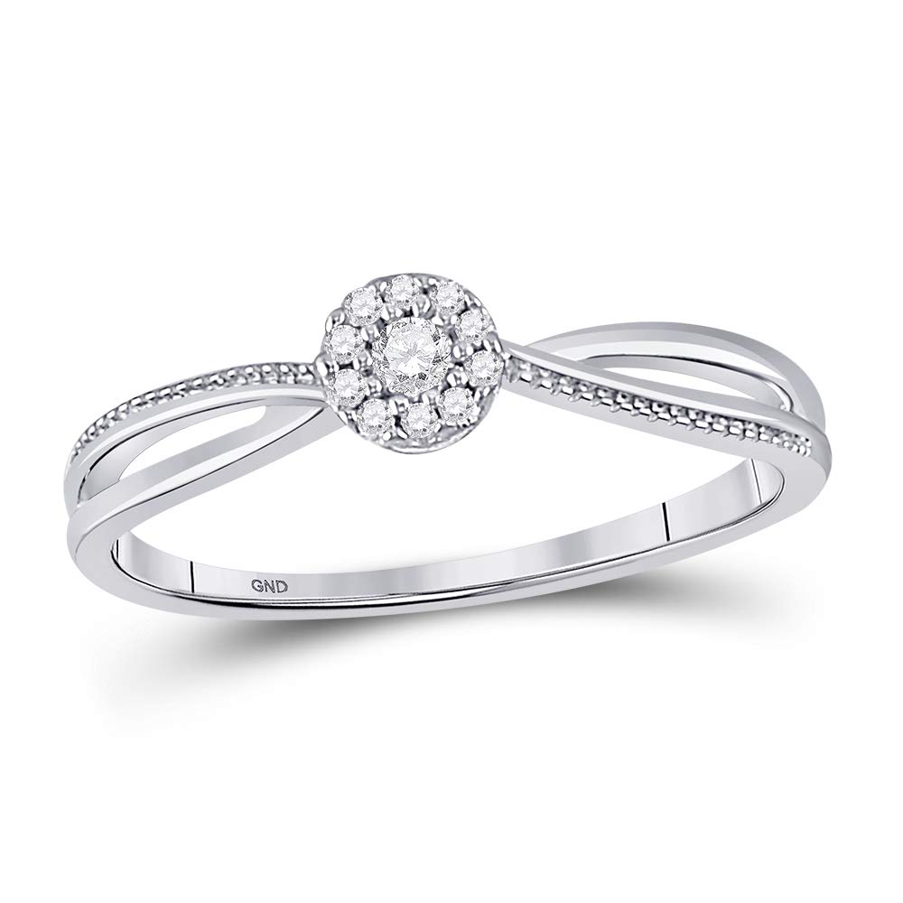 10K White Gold Women's Round Diamond Solitaire Promise Ring 1/10 CTTW - Perfect for Engagement, Anniversary & Romantic Gifts