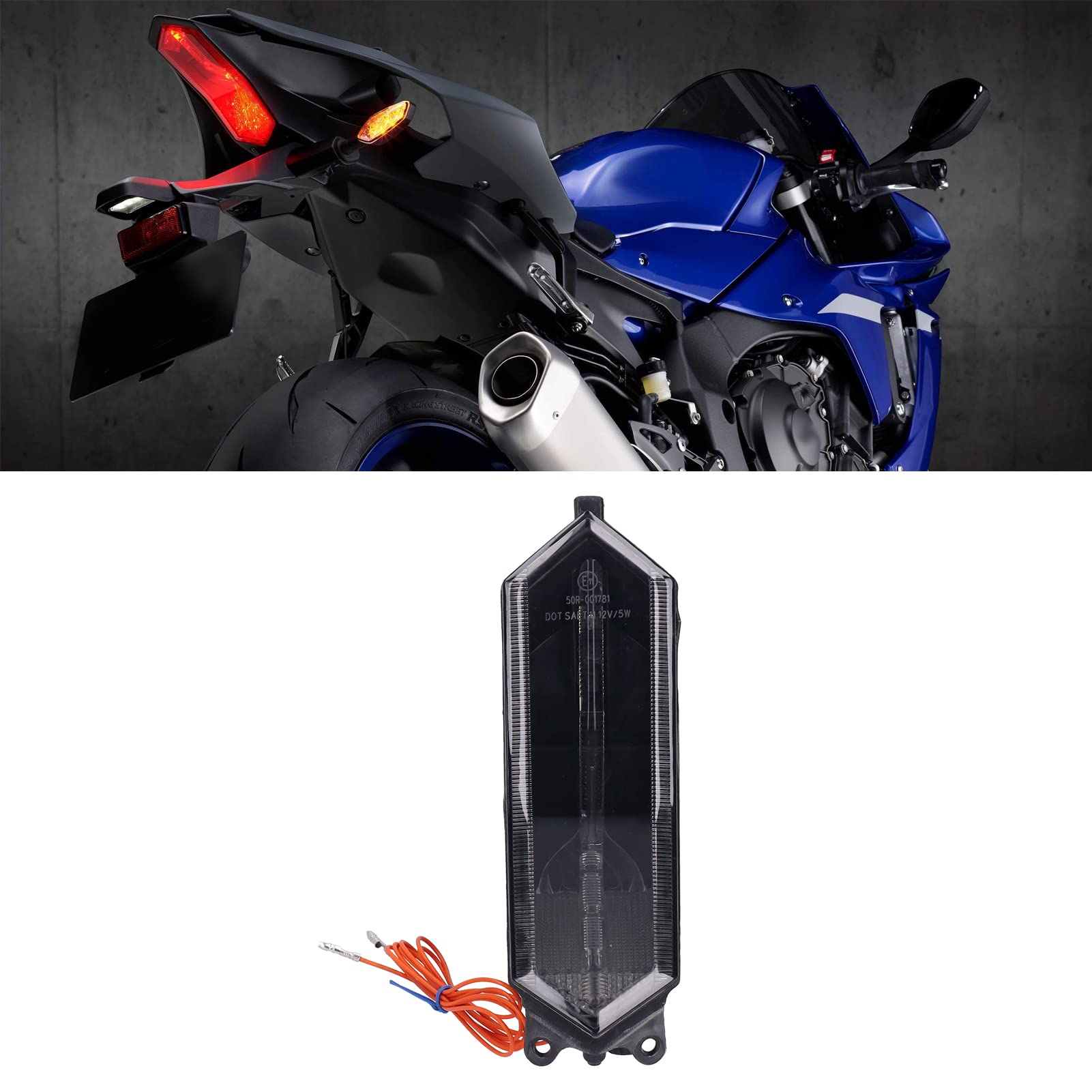 High-Quality LED Motorcycle Tail Light Compatible with YAMAHA YZF-R1 (2015-2020), YZF-R1 M (2015-2018), YZF-R1 S (2016-2018), YZF-R6 (2017-2020) - Enhanced Visibility & Safety for Night Riding