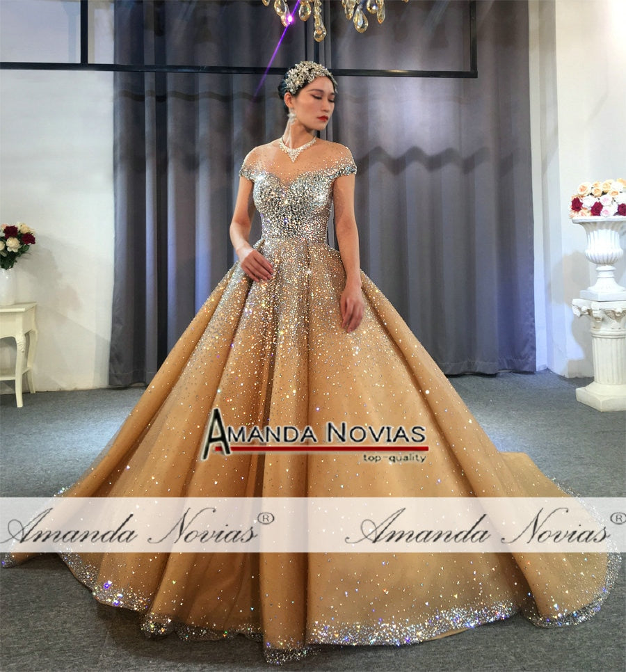 Luxury Beaded Dark Champagne Wedding Dress - Also Available in Ivory | Elegant Bridal Gown for Weddings, Prom & Formal Events