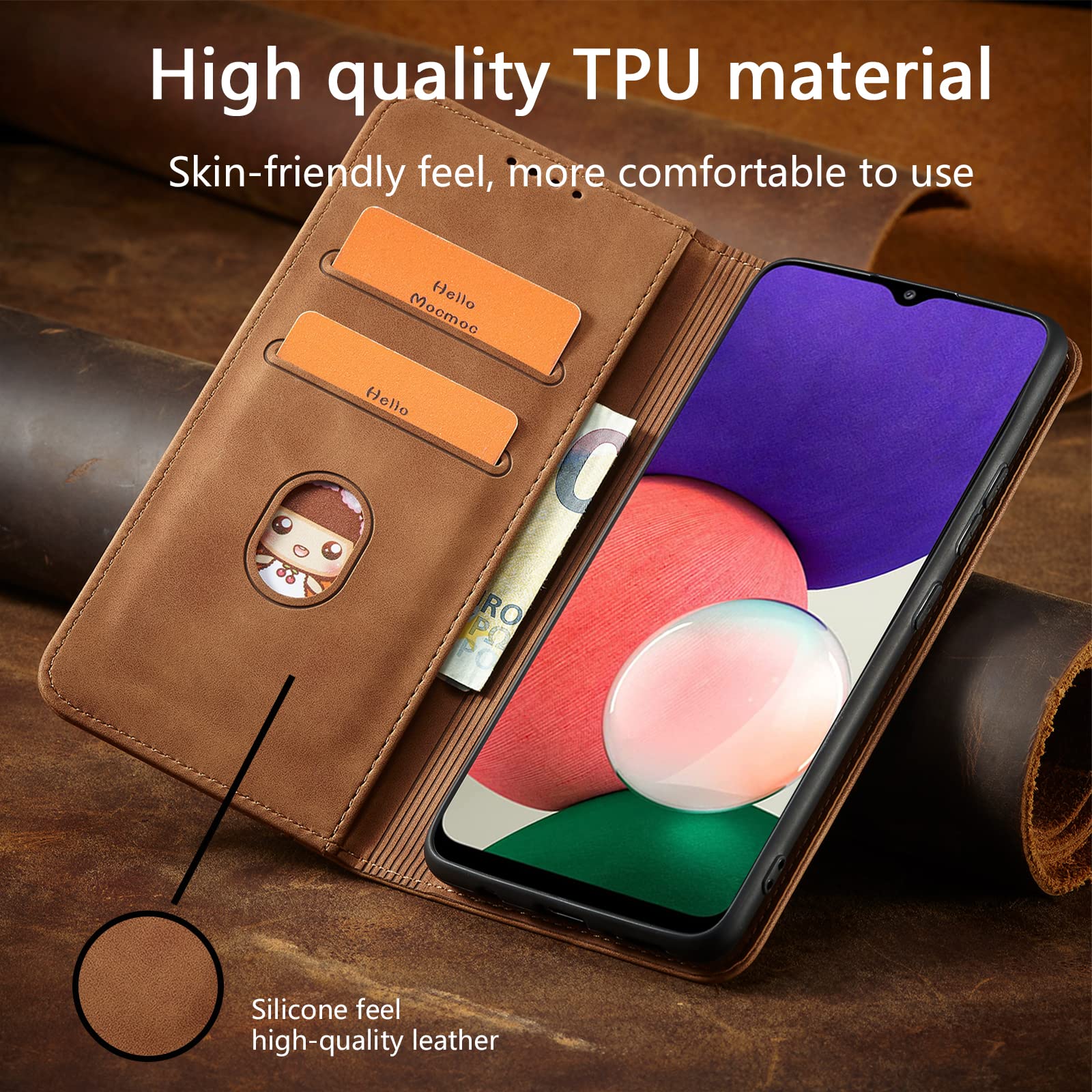 Premium Magnetic Matte Leather Flip Cover for iPhone 13 Pro - Shockproof Wallet Case with Card Slot & Stand Function | Full Protection Brown Leather Phone Case | Perfect for Work, Travel & Everyday Use