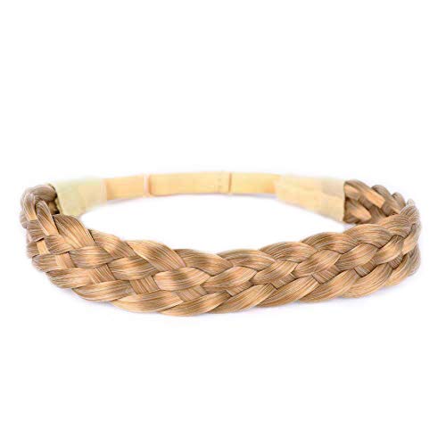 Vigour Synthetic Braided Hair Headband - Stretch Elastic Plaited Hair Hoop for Women & Girls - Mix Blonde Color Hair Accessories | Perfect for Parties, Weddings & Everyday Fashion