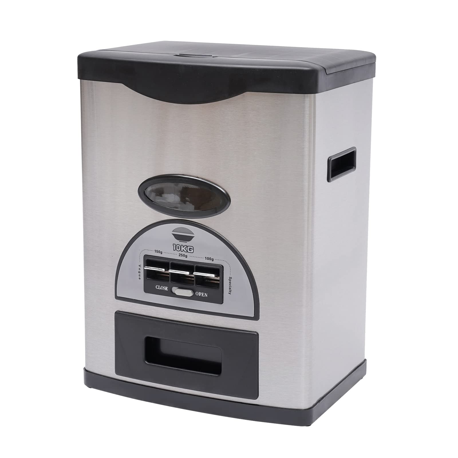 10kg/22lb Automatic Rice Storage Dispenser - Stainless Steel Black Rice Container for Kitchen & Pantry Organization | Perfect for Rice, Cereal, Flour & Dry Food Storage