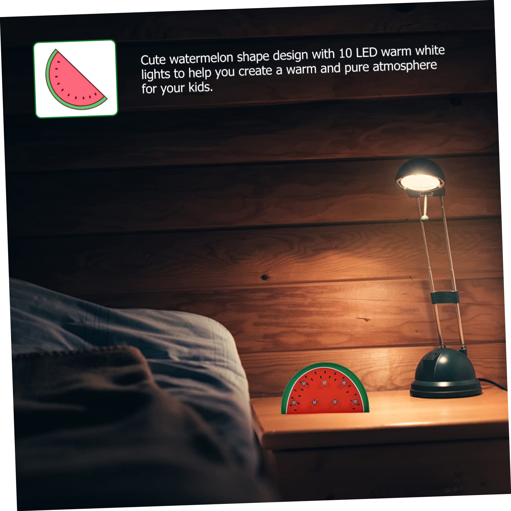 HEMOTON 3D Fruit Shaped LED Night Light - Set of 3 Cartoon Table Lamps (Watermelon Design) for Kids Room, Nursery, Bedroom Decor | Energy Efficient & Eye-Catching Neon Glow