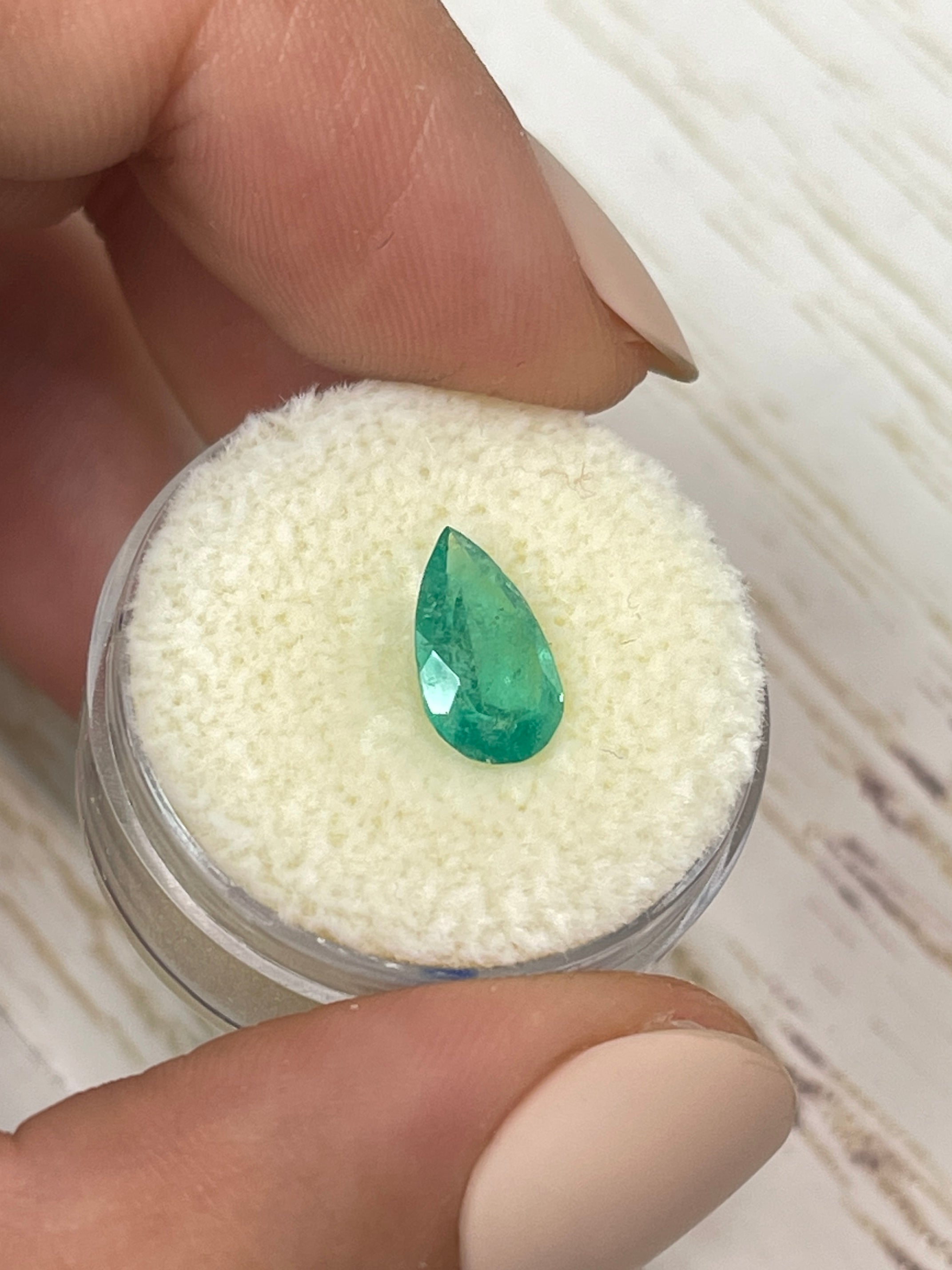 1.27 Carat Medium Light Green Natural Loose Colombian Emerald Pear Cut Gemstone for Jewelry Making & Engagement Rings