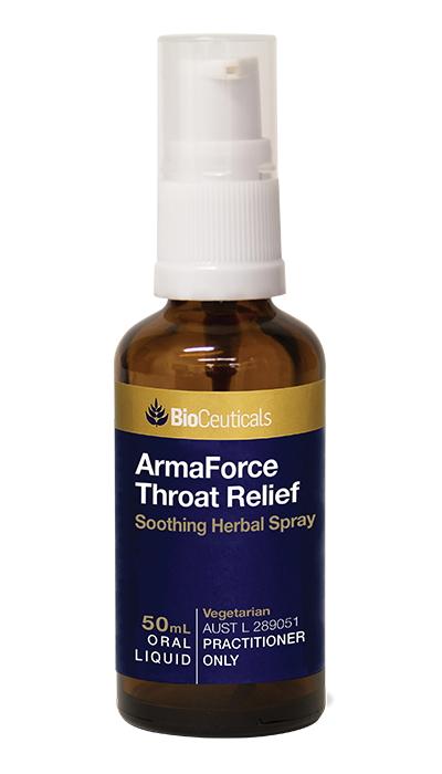 BioCeuticals ArmaForce Throat Relief Oral Liquid - Soothe Sore Throat Fast | Immune Support Supplement | Natural Herbal Formula for Adults & Kids | Perfect for Cold, Flu & Allergy Season Relief