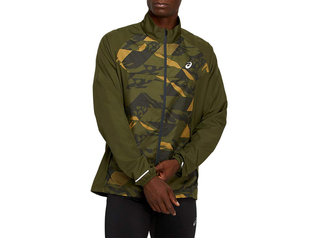ASICS Men's Future Camo Running Jacket - Lightweight Waterproof Windbreaker for Outdoor Jogging, Hiking & Training - Performance Athletic Apparel