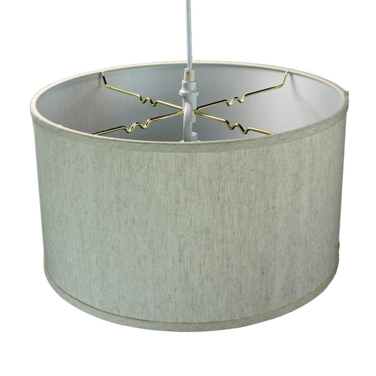 HomeConcept 2-Light Plug-in Swag Pendant with Diffuser - 18 Inch Textured Oatmeal Shade & White Cord | Perfect for Kitchen Island, Dining Room, or Bedroom Lighting