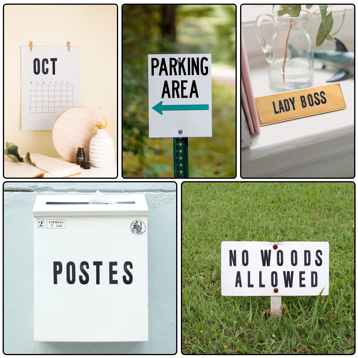8pcs Black Self-Adhesive Vinyl Letter Stickers - 1 Inch & 2 Inch Alphabet Decals for Mailbox, Window, Door, Home & Office (Uppercase, Style 2) - Perfect for DIY Crafts, Organization & Personalization Projects