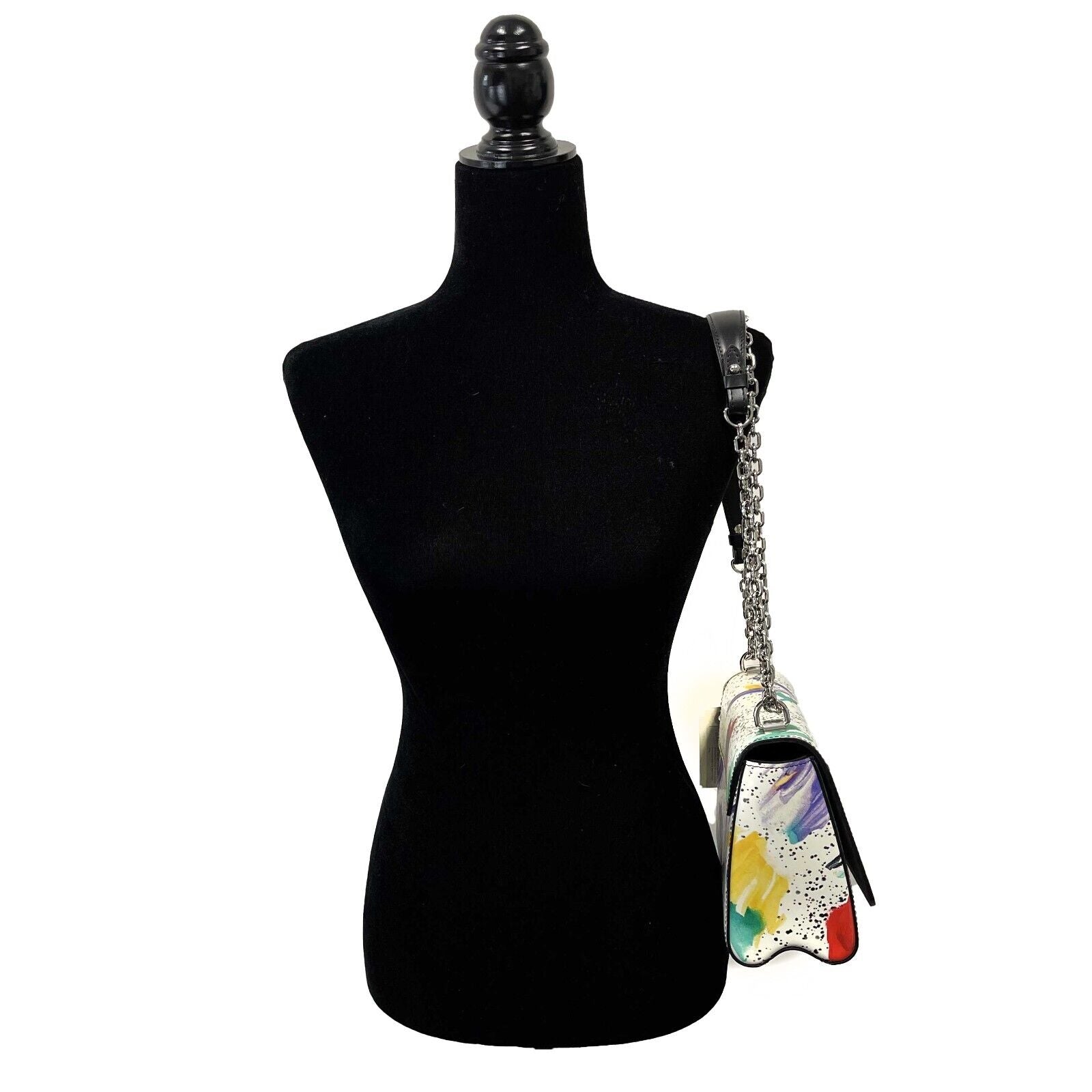 Louis Vuitton Limited Edition Splash Print Twist MM White Leather Top Handle Bag with Adjustable Strap - Luxury Designer Shoulder Bag for Women, Perfect for Parties, Weddings & Special Occasions