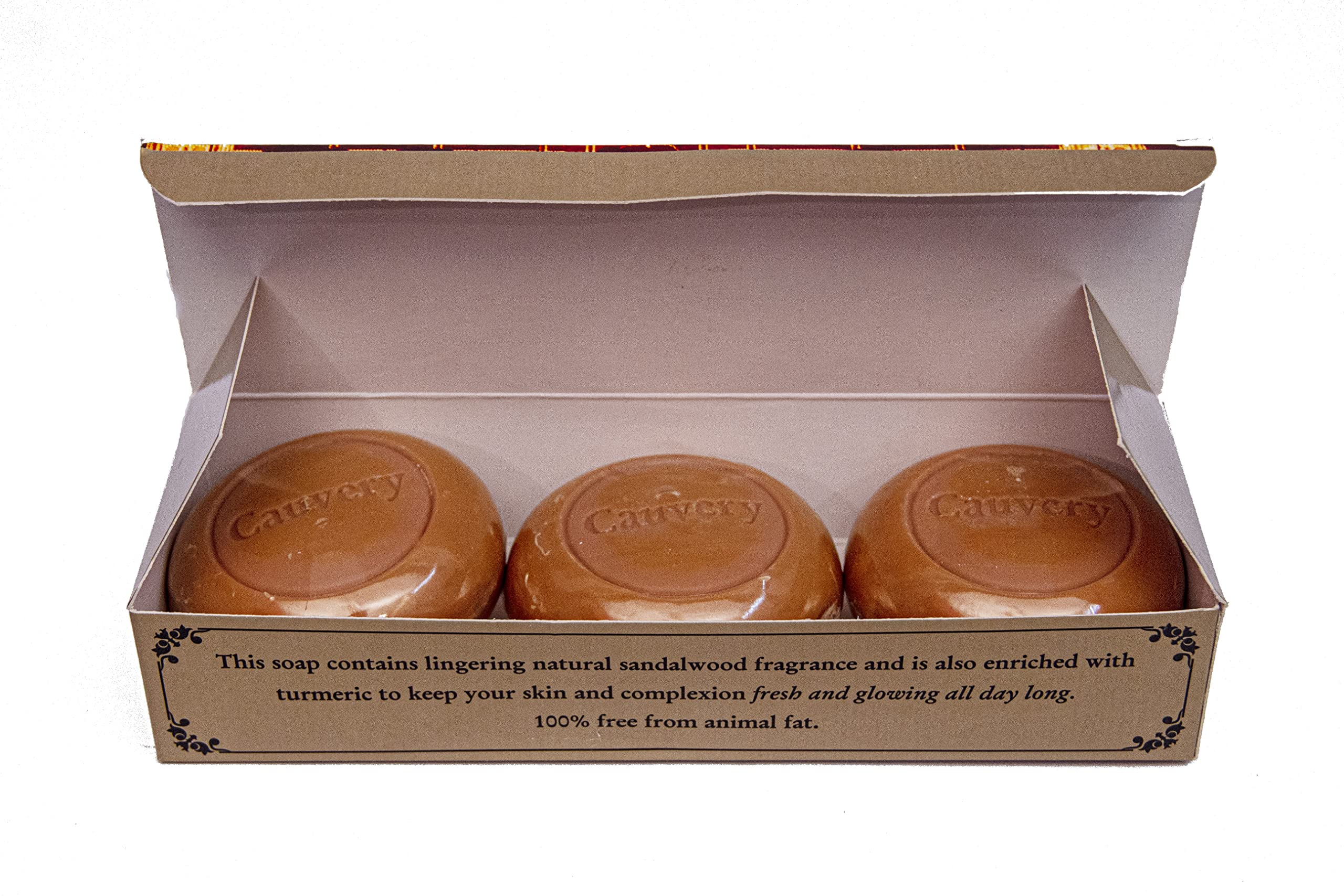 Cauvery Natural Sandalwood Soap for Men & Women - 3 Pack - Moisturizing & Aromatic for Daily Skincare, Bath & Relaxation