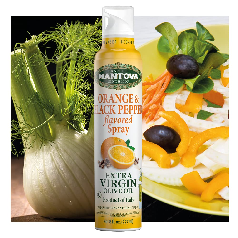 Premium Extra Virgin Olive Oil Spray with Lemon, Garlic, Orange & Black Pepper - Fish Seasoning Blend (3-Pack) | Perfect for Grilling, Baking & Salad Dressings