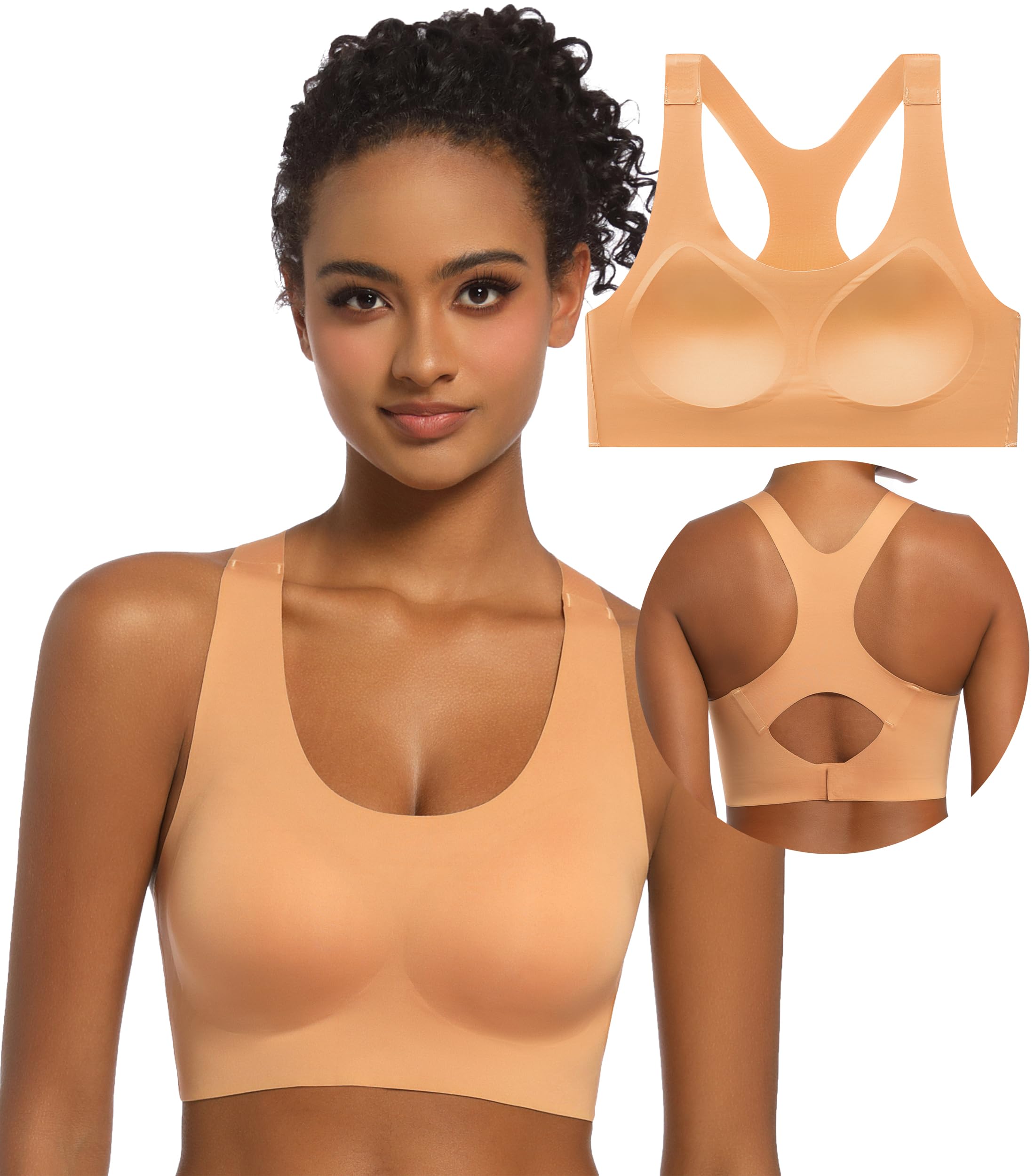PRETTYWELL Racerback Sports Bras for Women - Non-Removable Padded, Wirefree & Seamless Comfort with Molded Cups | Perfect for Yoga, Running, Gym Workouts & Everyday Wear