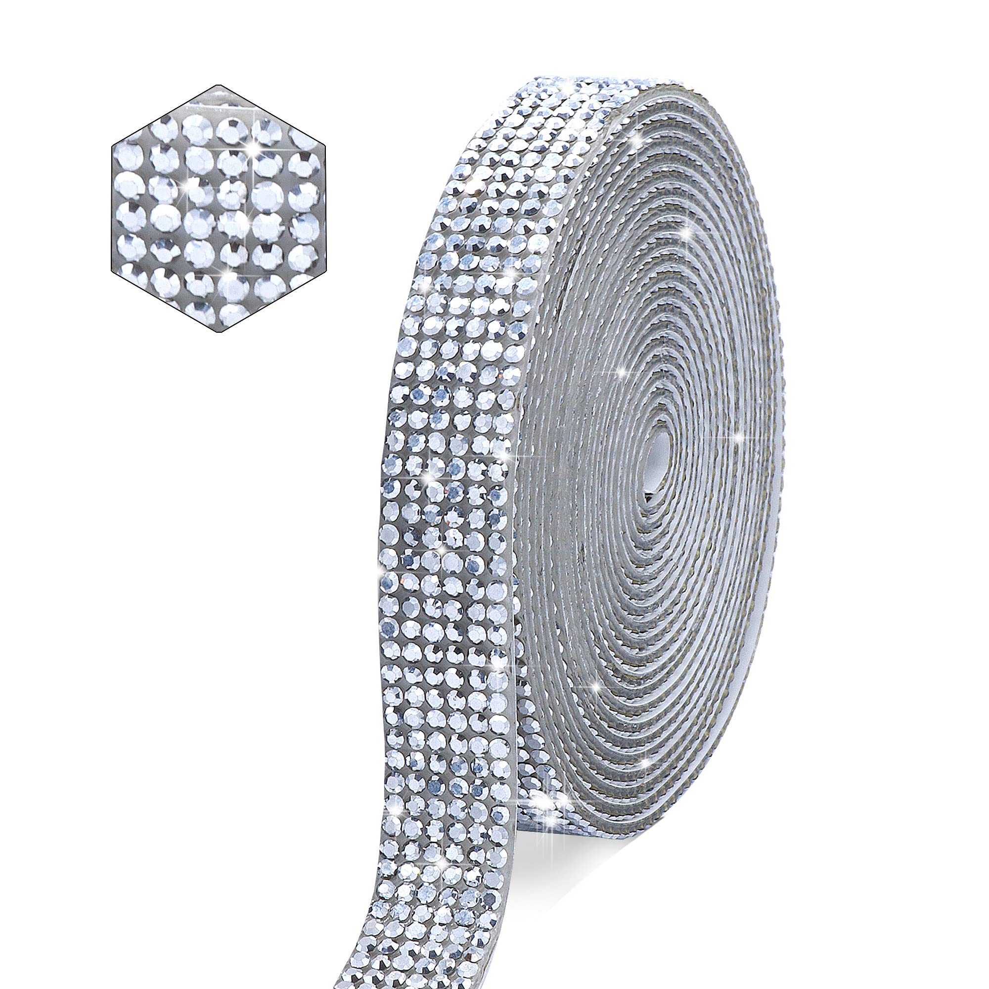 Self-Adhesive Crystal Rhinestone Strips - 2mm Diamond Ribbon Bling Sticker Roll for DIY Crafts, Wedding Decor, Christmas Party, Car & Phone Decoration (Mirror Silver) | Perfect for Nail Art, Scrapbooking & Home Decor
