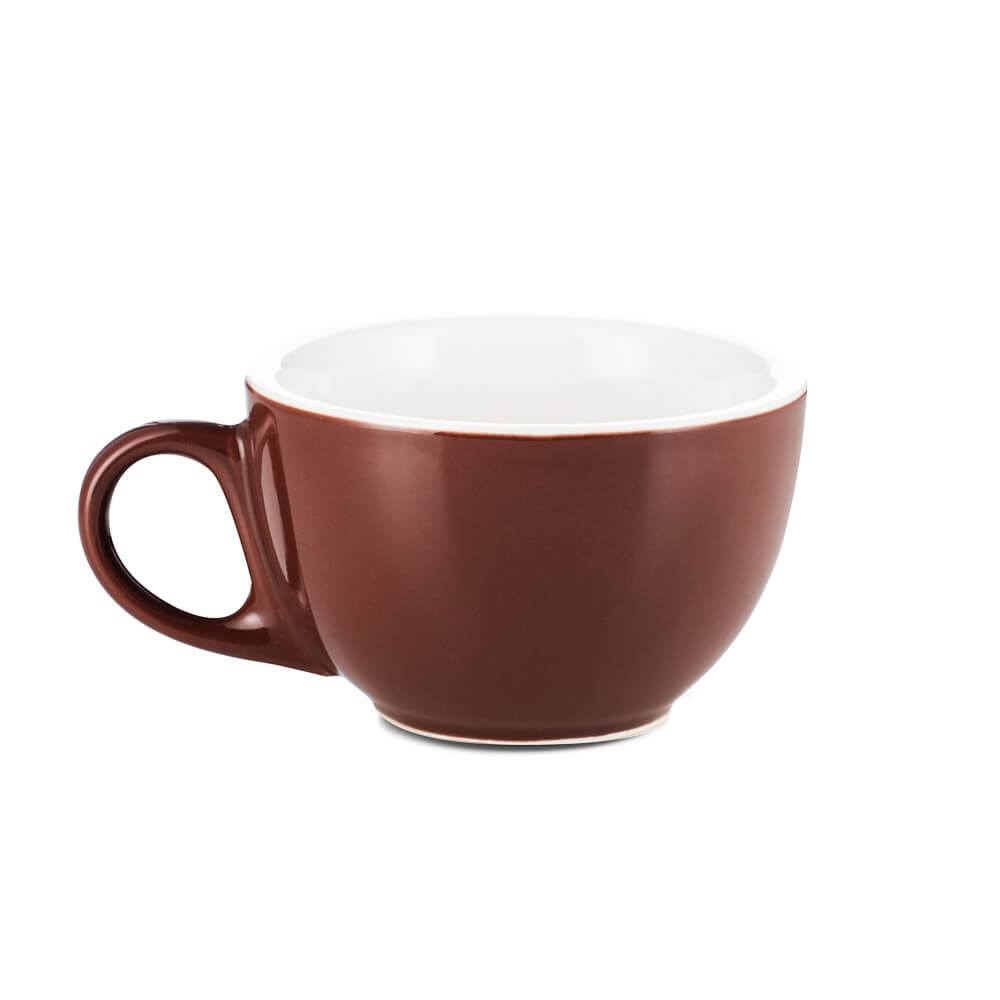 Premium Brown Porcelain Cappuccino Cup & Saucer Set - 6oz (195ml) for Espresso & Coffee - Perfect for Home, Cafe, and Restaurant Use