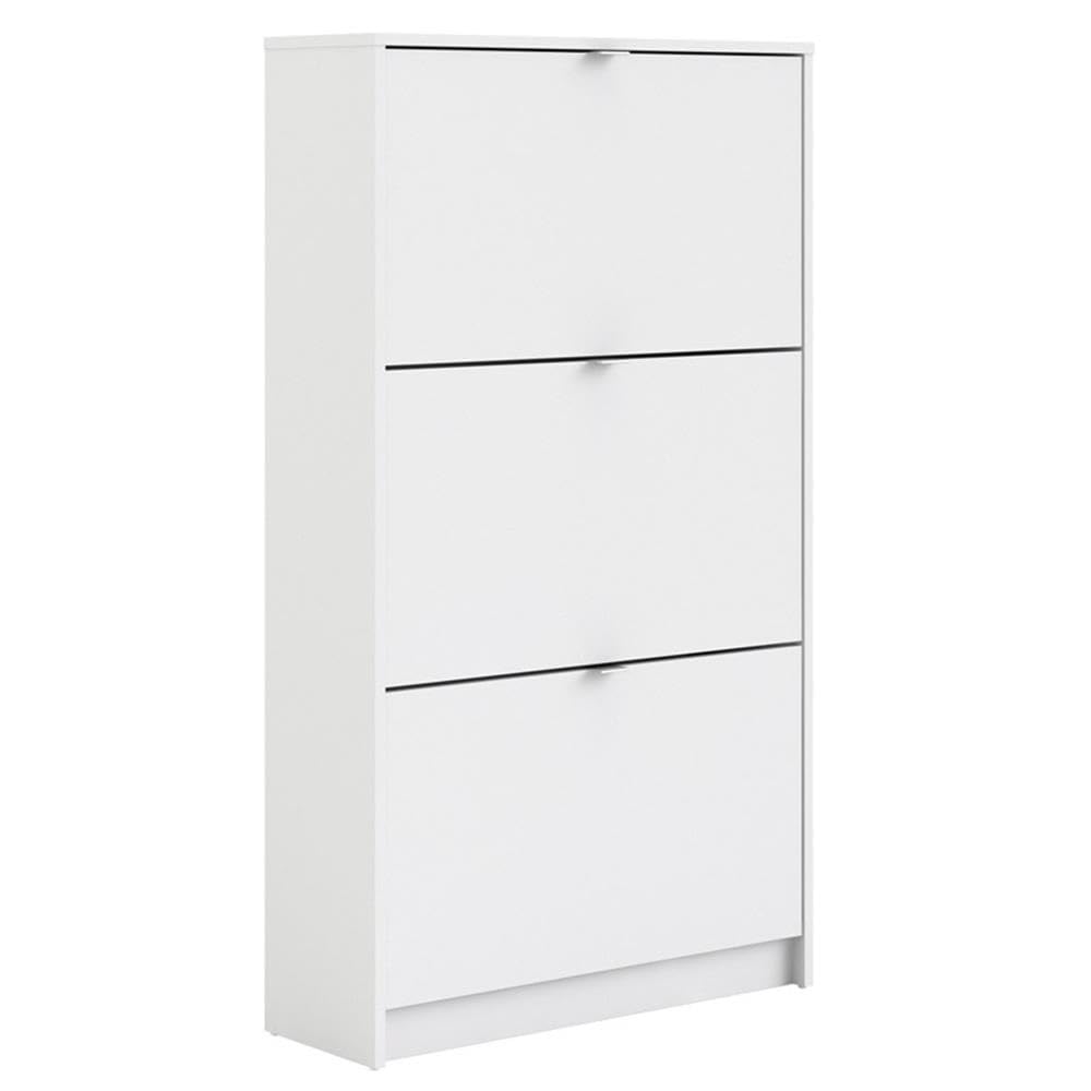TVILUM White Shoe Cabinet - Modern Entryway Storage Organizer for Shoes, Boots & Accessories | Perfect for Hallway, Closet & Mudroom Organization