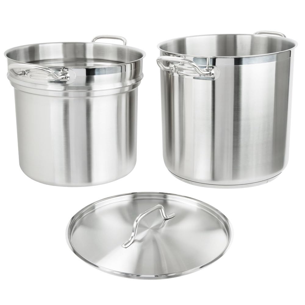 Soro Essentials 20 Quart Stainless Steel Double Boiler Pot with Lid - Professional Steam Melting Stock Pot for Butter, Chocolate, Cheese, Caramel, Fondue & Candy Making - Perfect for Home Kitchens, Bakeries & Restaurants (Ideal for Dessert Sauces, Candy Production & Commercial Food Prep)