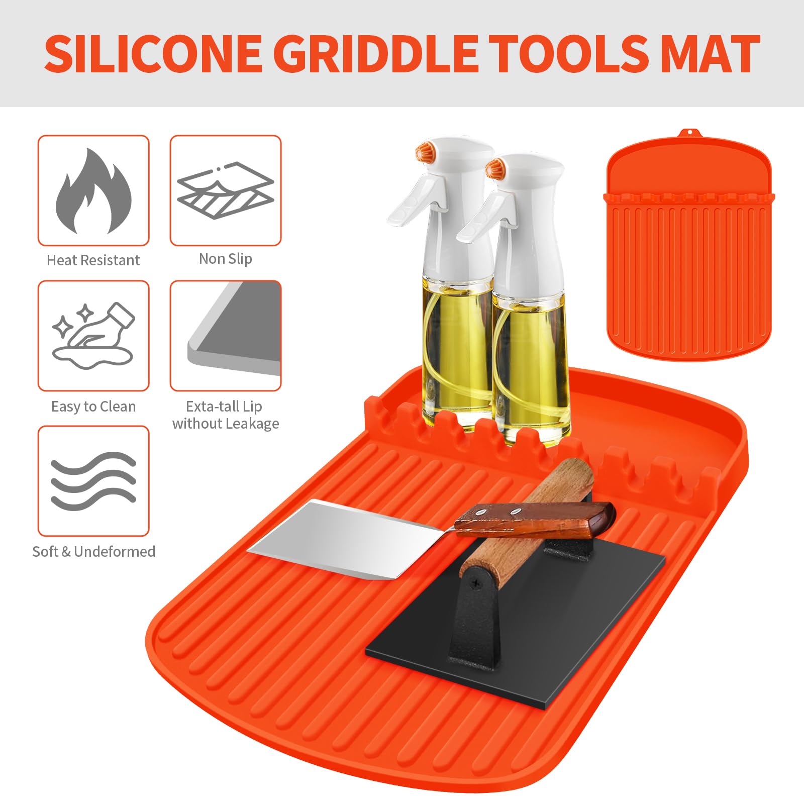 **Heat-Resistant Silicone Griddle Tools Mat for Blackstone Grills - 16.9