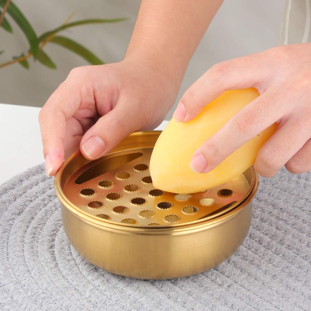 Premium Rose Gold Grater Bowl with Container - Small 18/8 Stainless Steel Cheese & Vegetable Grater for Ginger, Potato, Butter, Chocolate | Perfect for Meal Prep, Baking & Kitchen Organization