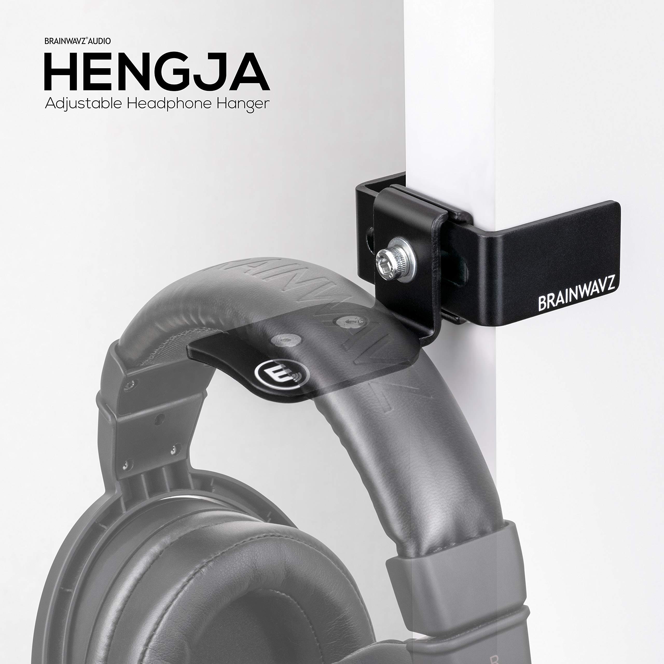 BRAINWAVZ Hengja Premium All-Metal Rotatable Headphone Stand - Adjustable Desk Mount Holder for Gaming Headsets & PC Accessories - Perfect for Home Office, Gaming Setup & Studio Organization