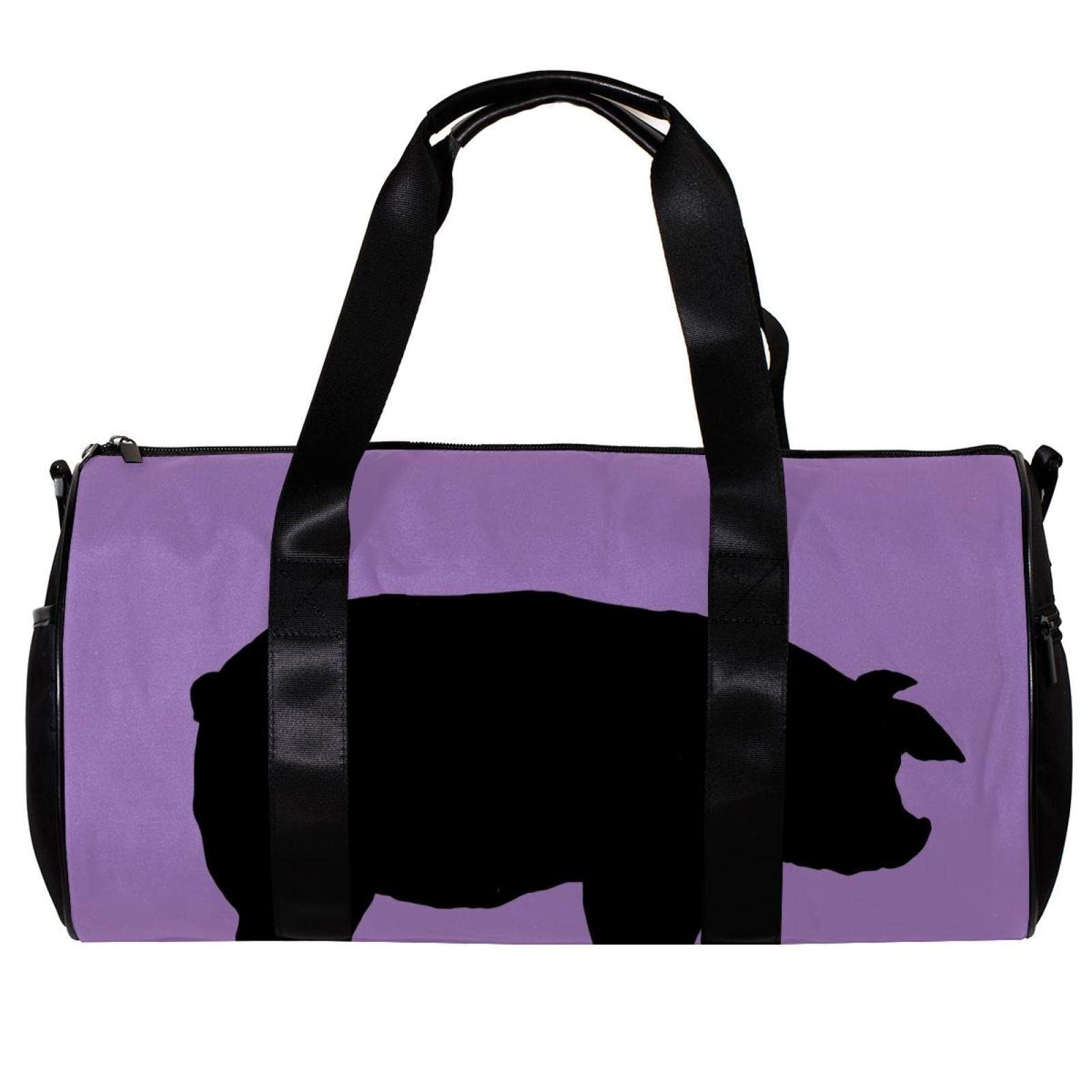Gym Duffle Bag for Men & Women - Large Overnight Weekender Travel Bag with Shoulder Strap - Light Purple Pig Print Design - Perfect for Gym, Workout, Travel & Weekend Getaways