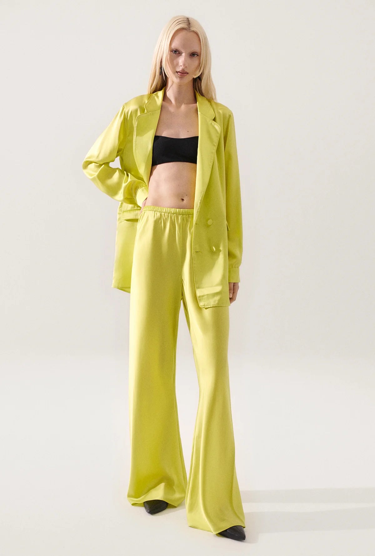 Stylish Women's Bias Cut Pants in Absinthe Green - Perfect for Office Wear & Casual Outfits