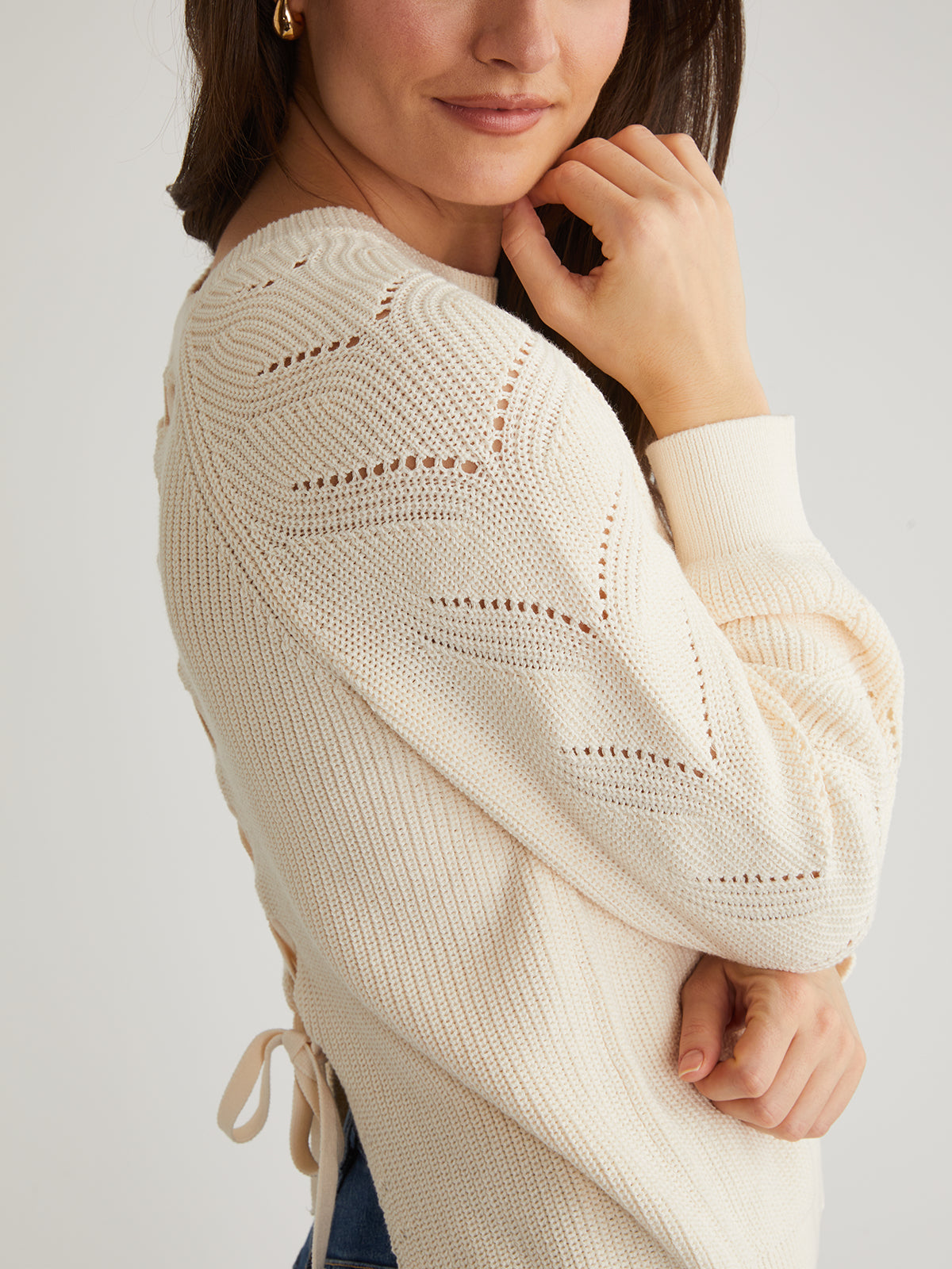 Phoebe Lace Back Raglan Pullover - Women's Elegant Long Sleeve Knit Sweater for Casual Wear & Date Night Outfits