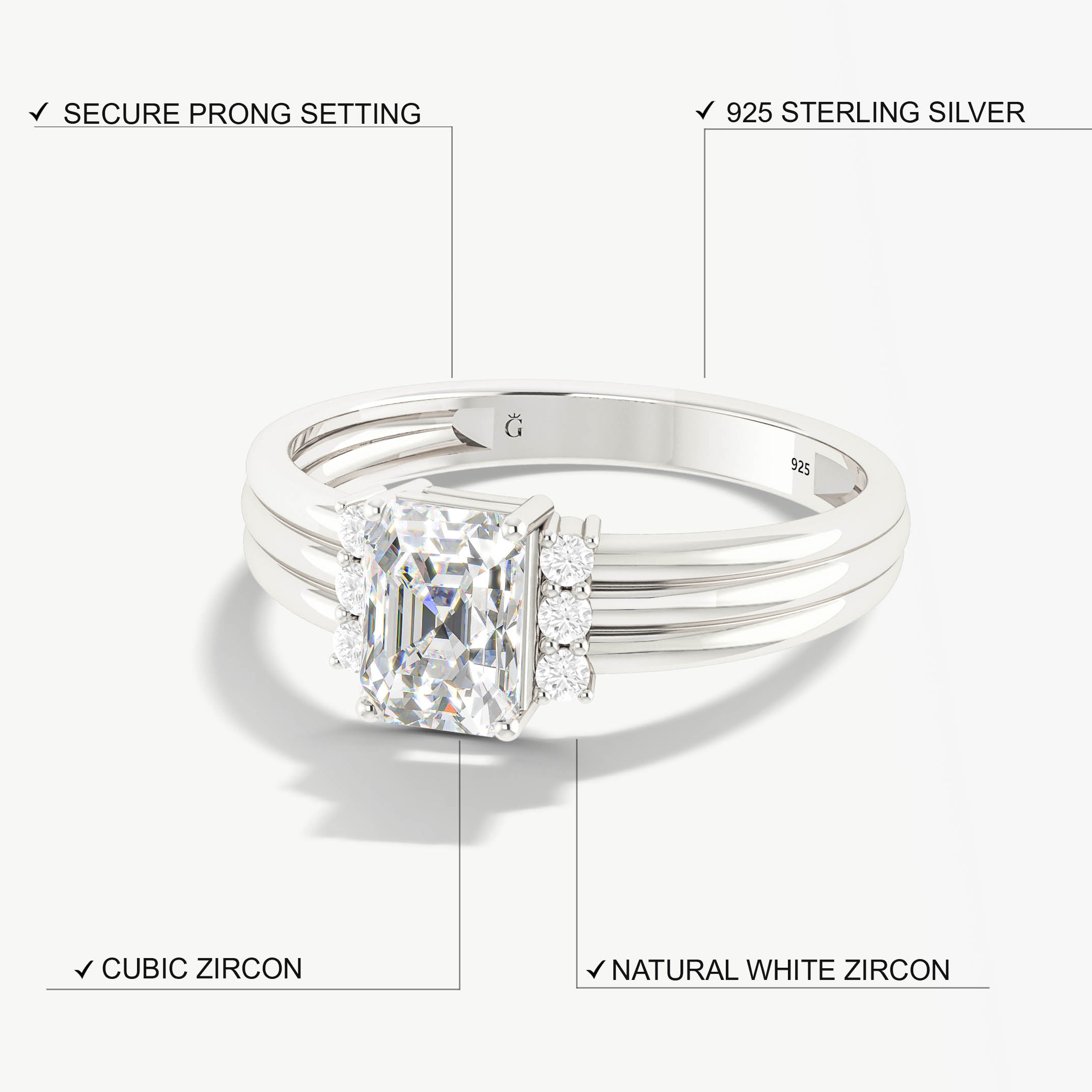 Octagon Simulated Diamond Zircon Engagement Ring for Women - Elegant Wedding Band, Anniversary Gift & Promise Ring for Her
