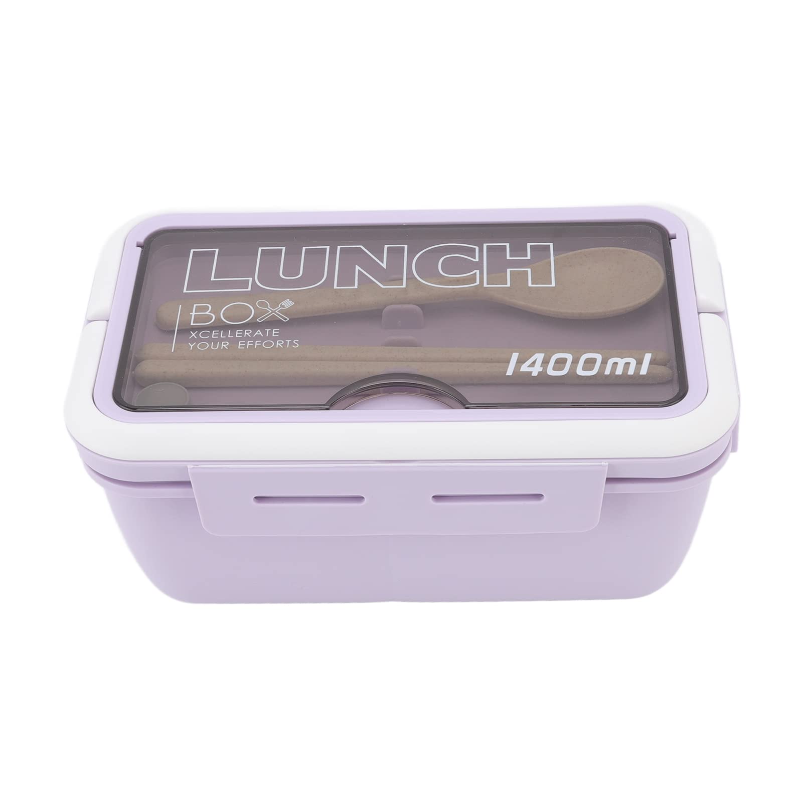 1400ml Large Capacity Bento Box for Adults - 3 Compartment Insulated Lunch Box with Chopsticks & Spoon | Leakproof Thermal Food Container for Kids, Students, Office Workers | Perfect for School, Work & Picnics (Purple)