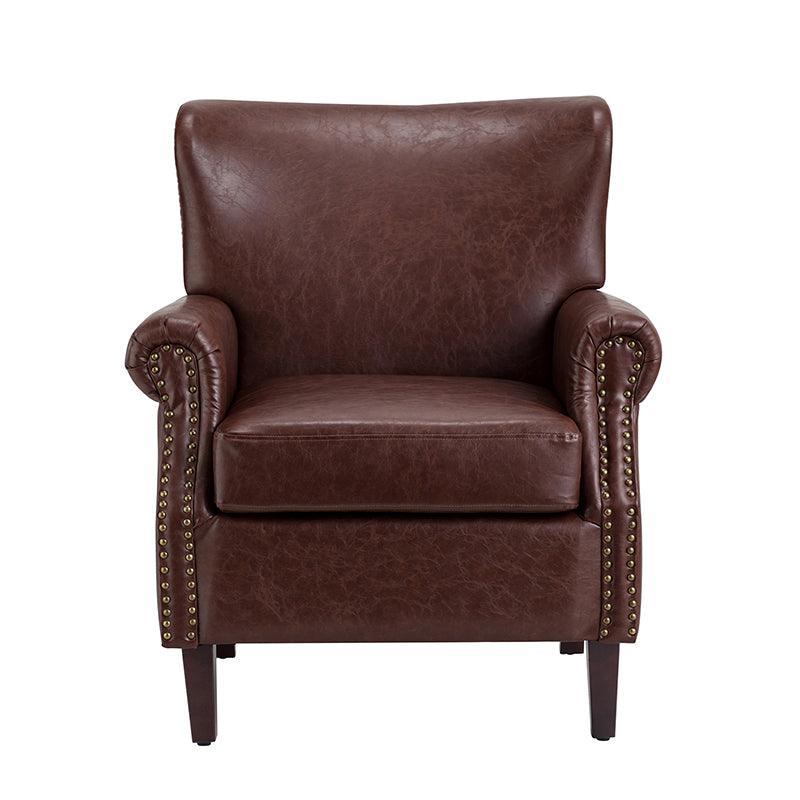 Luna Faux Leather Armchair - Modern PU Leather Accent Chair for Living Room, Bedroom & Office - Comfortable Mid-Century Style Lounge Chair with Sturdy Metal Legs