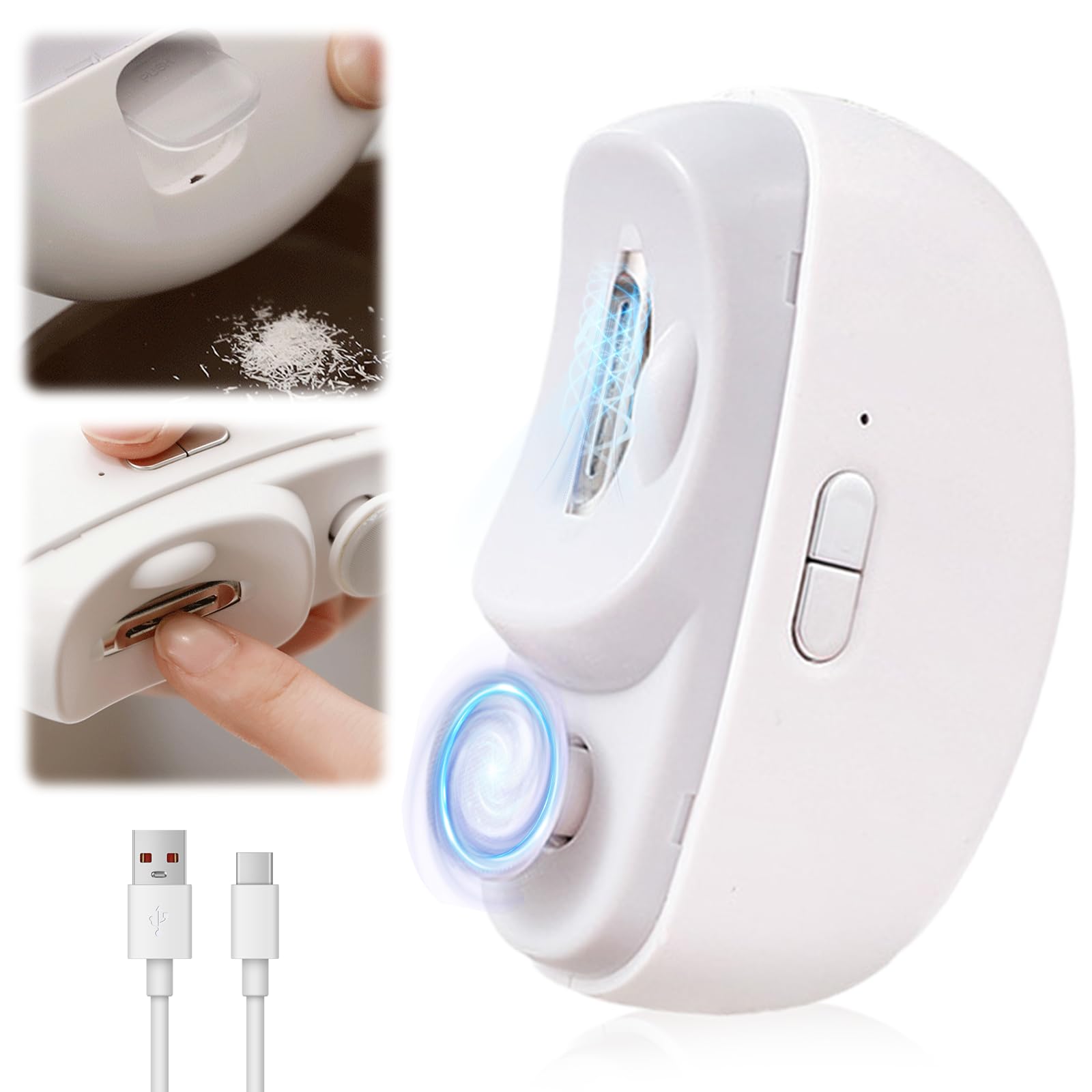 3-in-1 Rechargeable Electric Nail Clipper & Trimmer with Polishing File - Safe Automatic Nail Care for Seniors & Adults (White) | Perfect for Home Use, Travel, and Elderly Foot Care