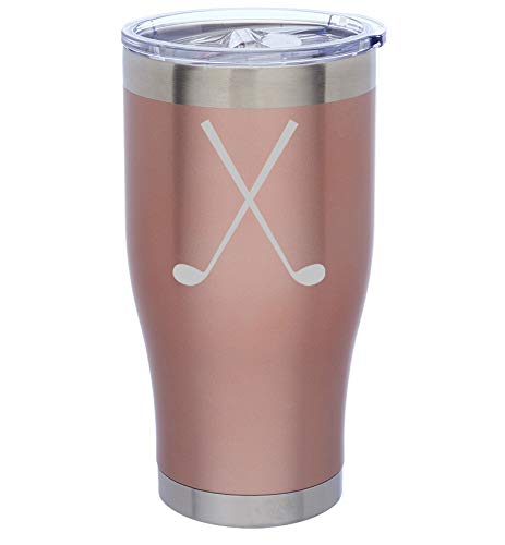 Rose Gold Double Wall Vacuum Insulated Stainless Steel Tumbler - 24oz Travel Mug with Golf Club Design | Perfect for Coffee, Tea & Cold Drinks | Ideal for Golfers, Office & Outdoor Activities