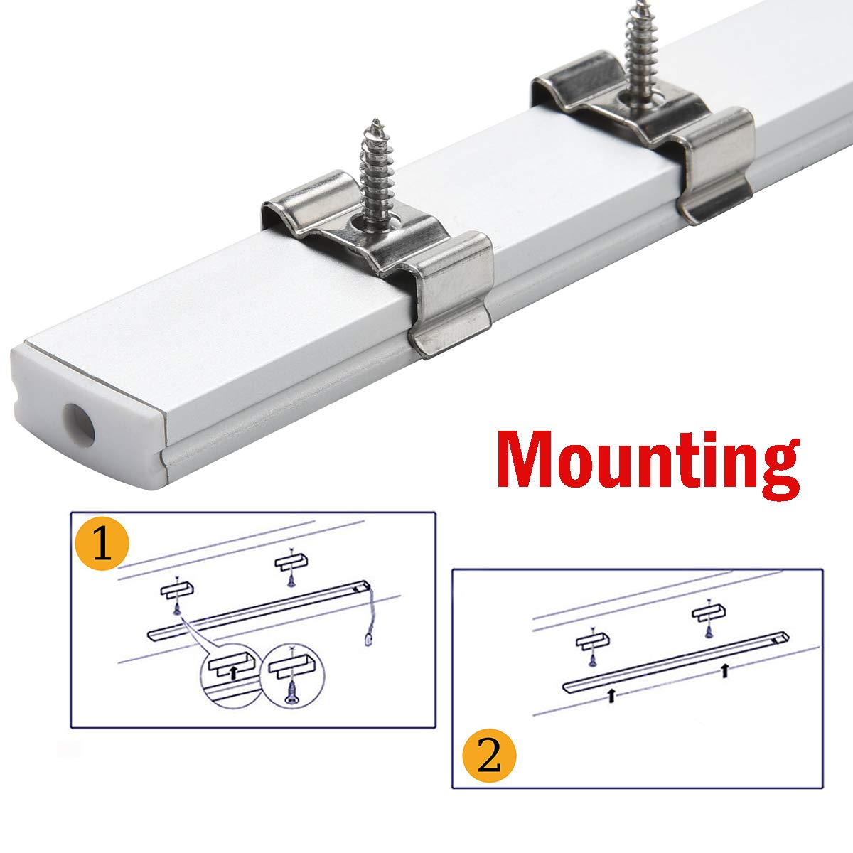 40x3.3ft LED Aluminum Channel with Cover & Mounting Kit - Professional LED Strip Light Diffuser Profile for Home, Kitchen, Cabinet Lighting Installation