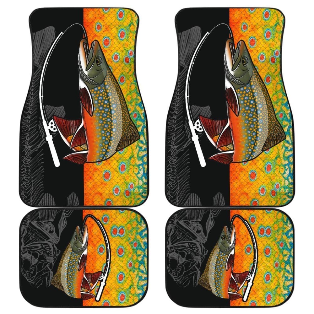 Premium Brook Trout Fishing Car Floor Mats - Non-Slip, Waterproof & Durable Protection for Trucks, SUVs & Vehicles - Perfect for Outdoor Enthusiasts & Anglers