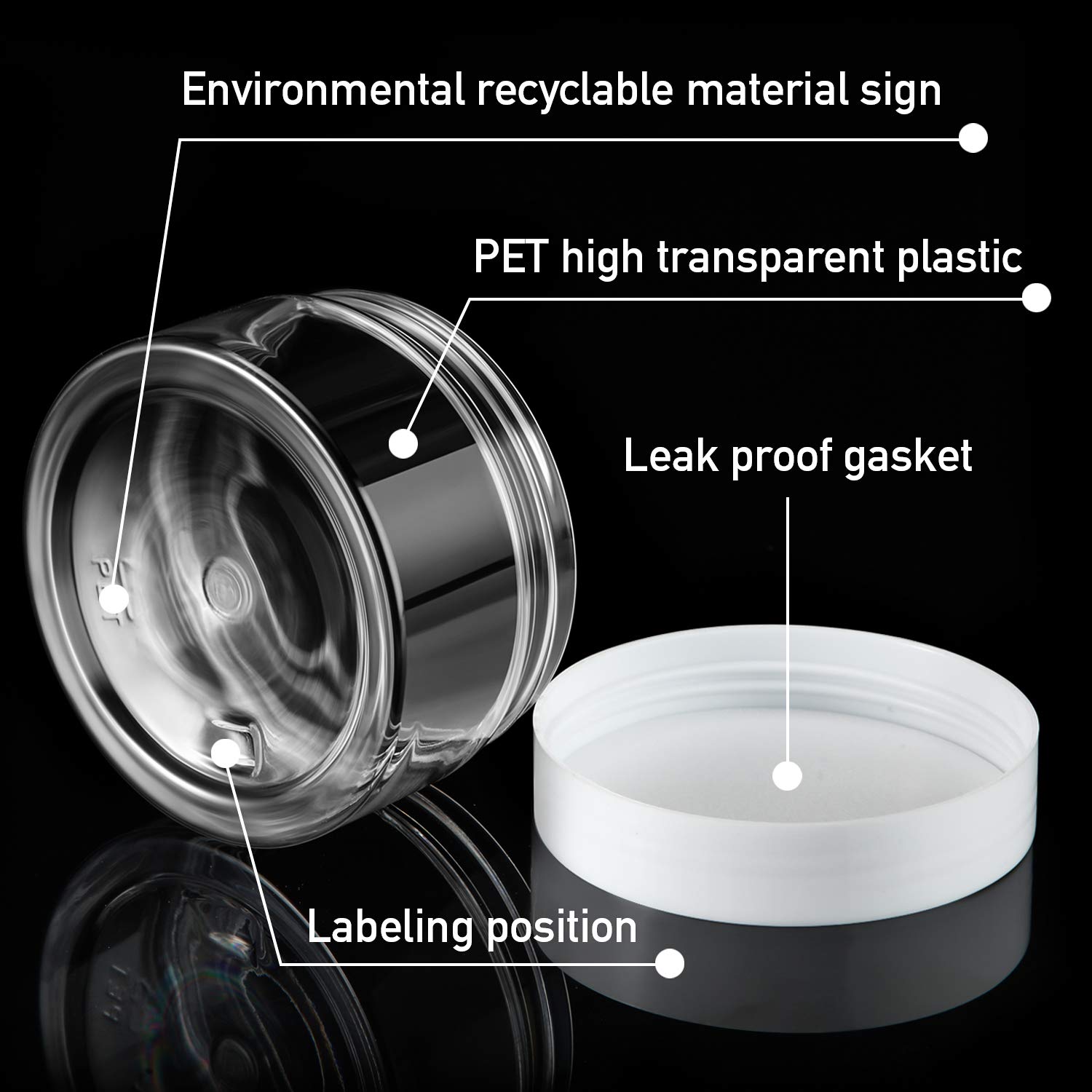 36-Piece Clear Plastic Jars with Lids - 2 oz Round Airtight Leak-Proof Containers for Cosmetics, Lotions, Creams & Travel Toiletries | Perfect for Makeup Storage, DIY Beauty Products & Organizing Small Items (White)