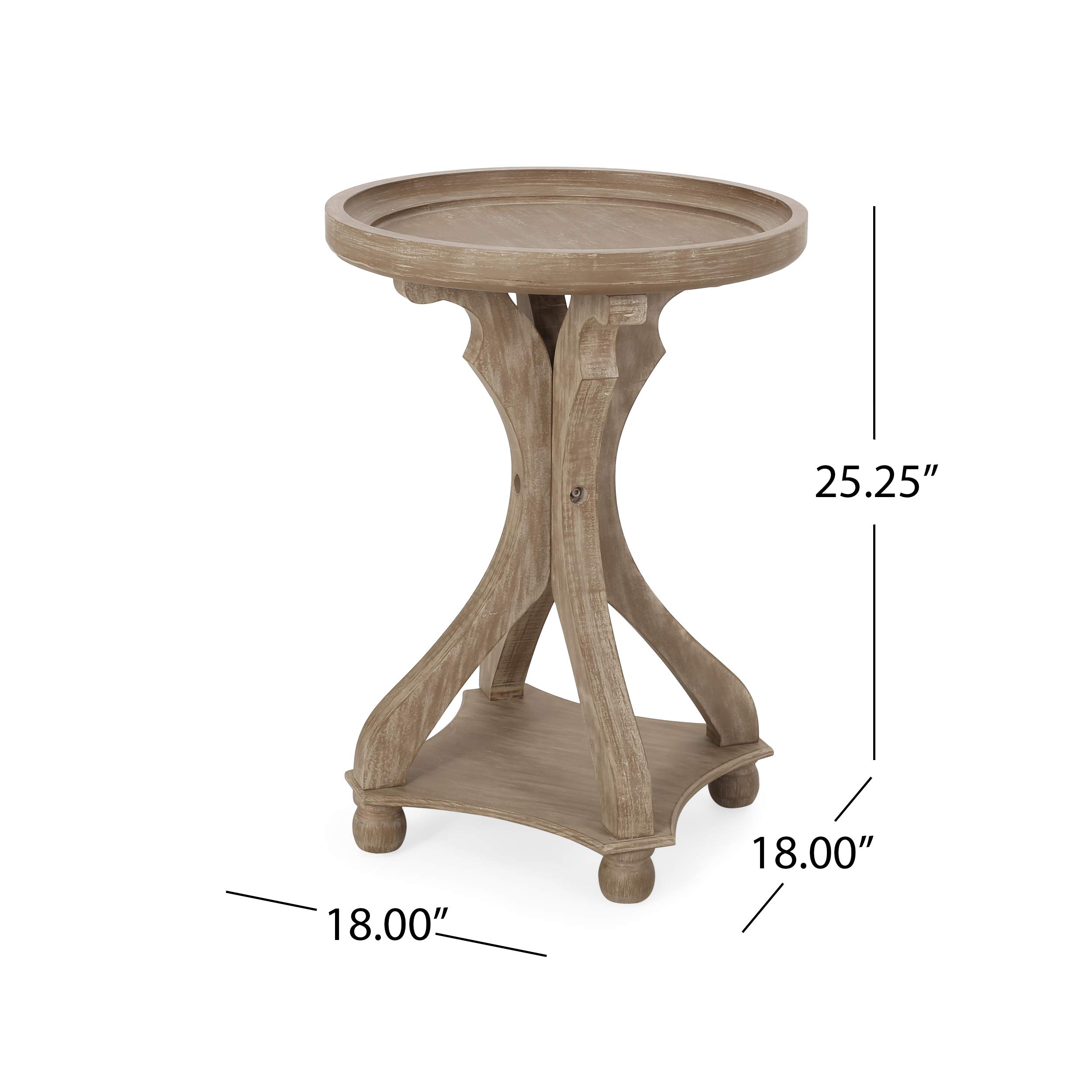 Christopher Knight Home Estelle French Country Round Top Accent Table - Natural Wood Finish for Living Room, Bedroom, or Entryway Decor
