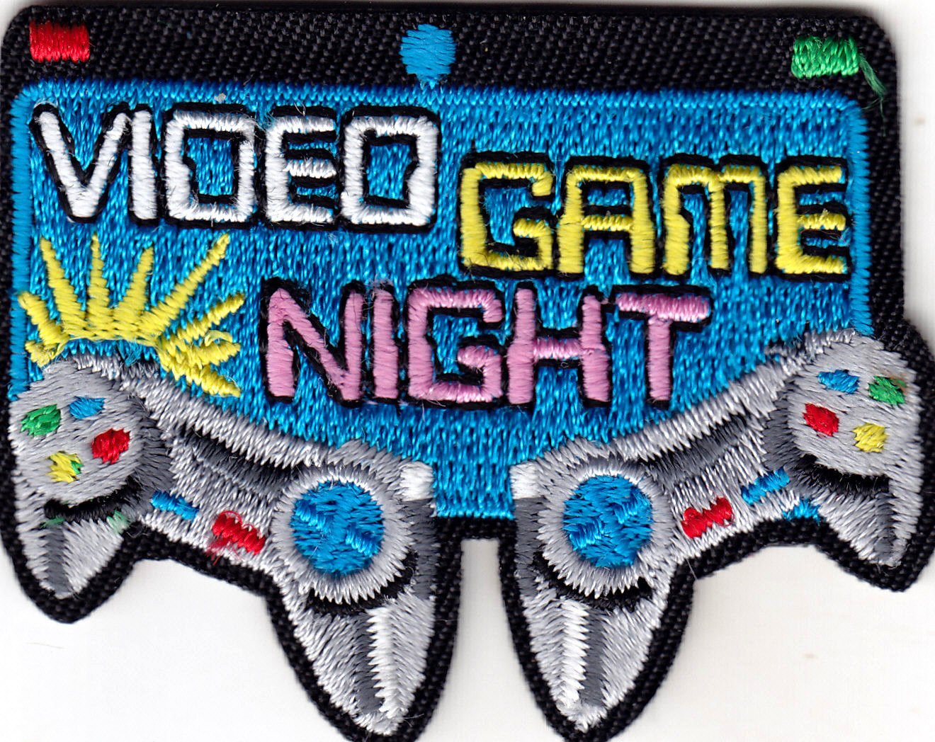 VIDEO GAME NIGHT Iron On Embroidered Applique Patch - Gambling & Games Fun Design for Jackets, Hats & Backpacks - Perfect for Gamers & Casino Lovers