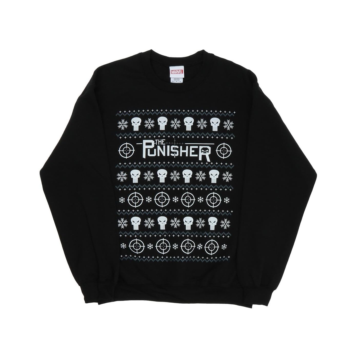 Marvel Punisher Men's Christmas Sweater - Large Black Size - Festive Holiday Gift for Marvel Fans, Comic Book Lovers, Christmas Parties & Ugly Sweater Contests