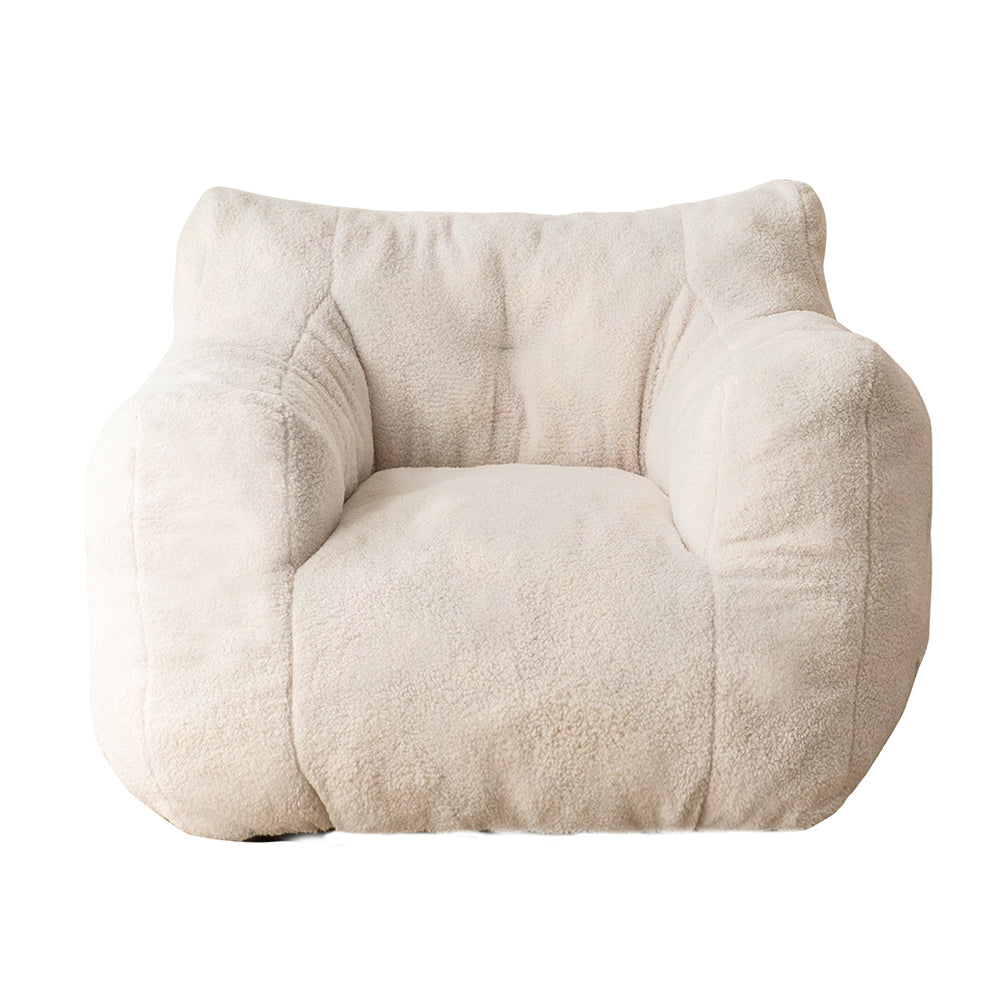 MAXYOYO Sherpa Bean Bag Chair - Boucle Tufted Bean Bag Couch for Living Room, Bedroom & Game Room - Soft Lazy Sofa for Adults & Kids - Cozy Beige Lounge Seating for Relaxing, Reading & Movie Nights