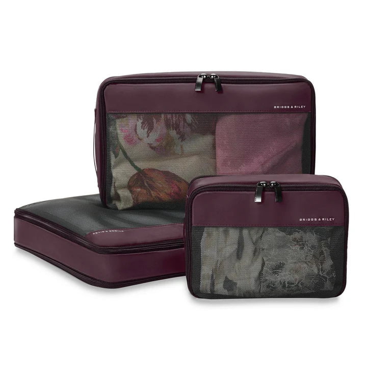 Briggs & Riley Travel Essentials Check In Packing Cube Set - 3-Piece Luggage Organizers for Suitcases | Perfect for Business Trips, Vacations & Weekend Getaways