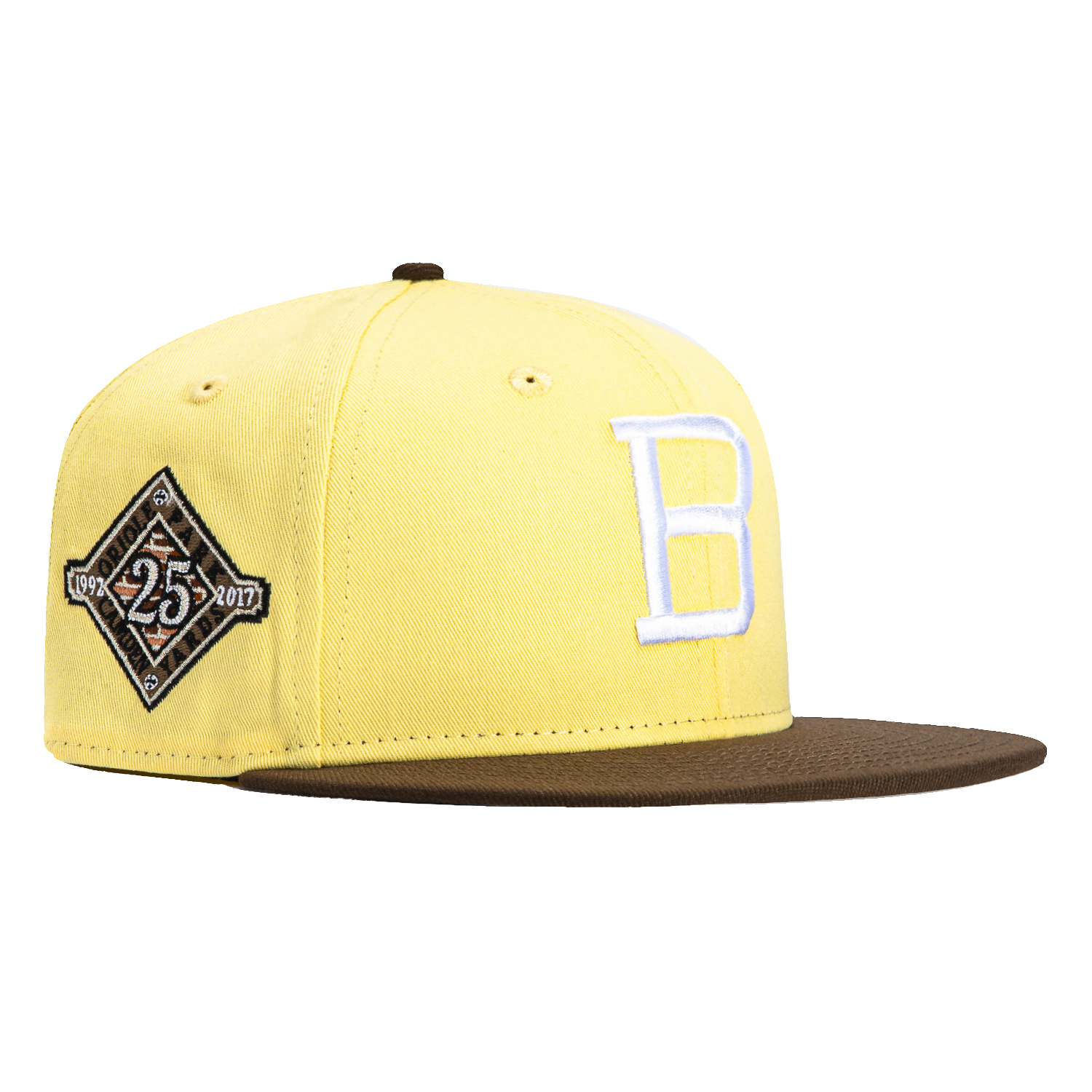 New Era 59Fifty Baltimore Orioles 25th Anniversary Patch Snapback Hat - Yellow & Brown Baseball Cap for Men - Perfect for Games, Collecting & Streetwear Fashion