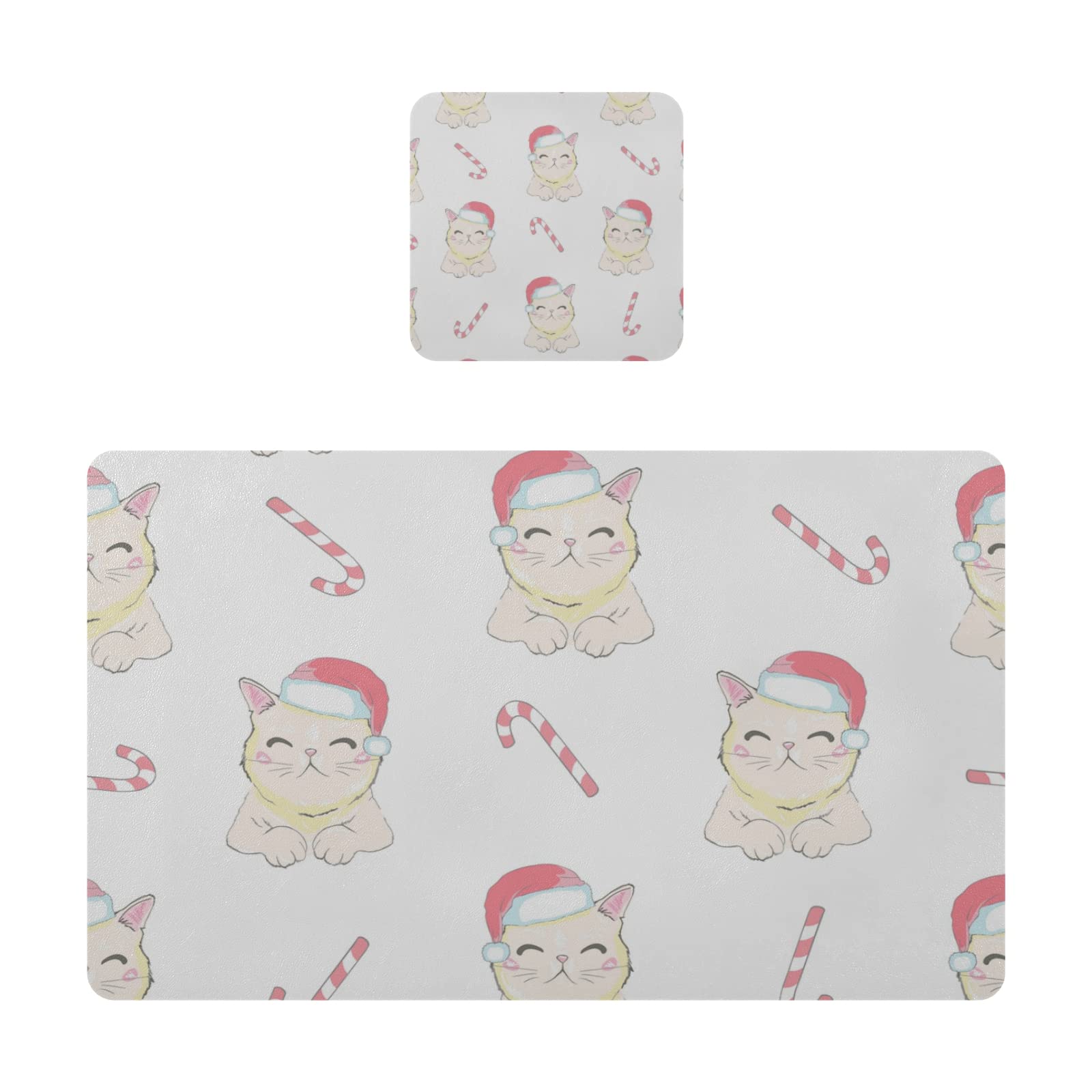 Christmas Cat Placemats Set of 4 - Heat Resistant & Waterproof Holiday Dining Mats for Kitchen Table Decor - Perfect for Christmas Parties, Family Gatherings and Festive Home Decor
