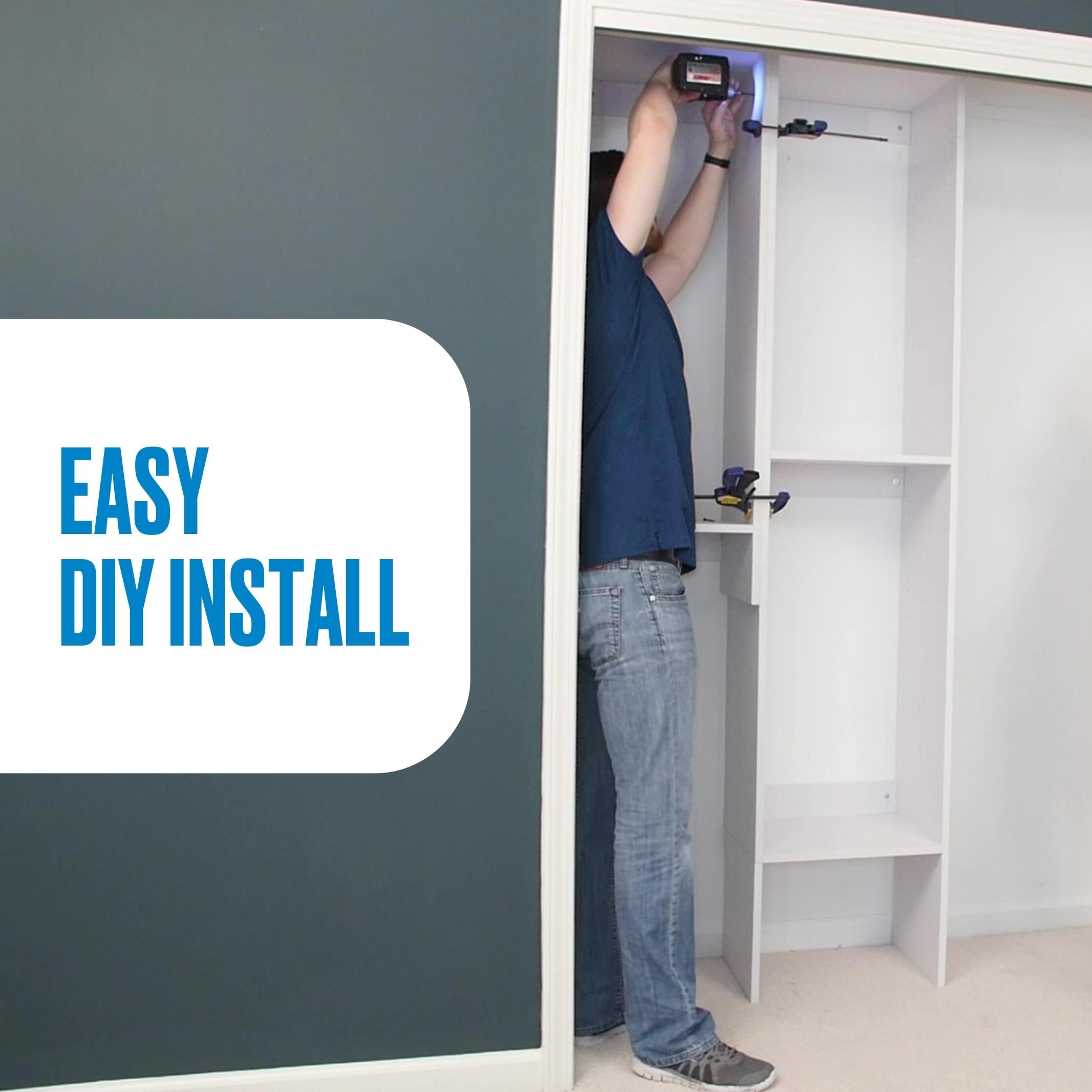 4-Drawer Closet Organizer Tower with Shelves - Space-Saving Storage Solution for Bedroom, Closet, or Office