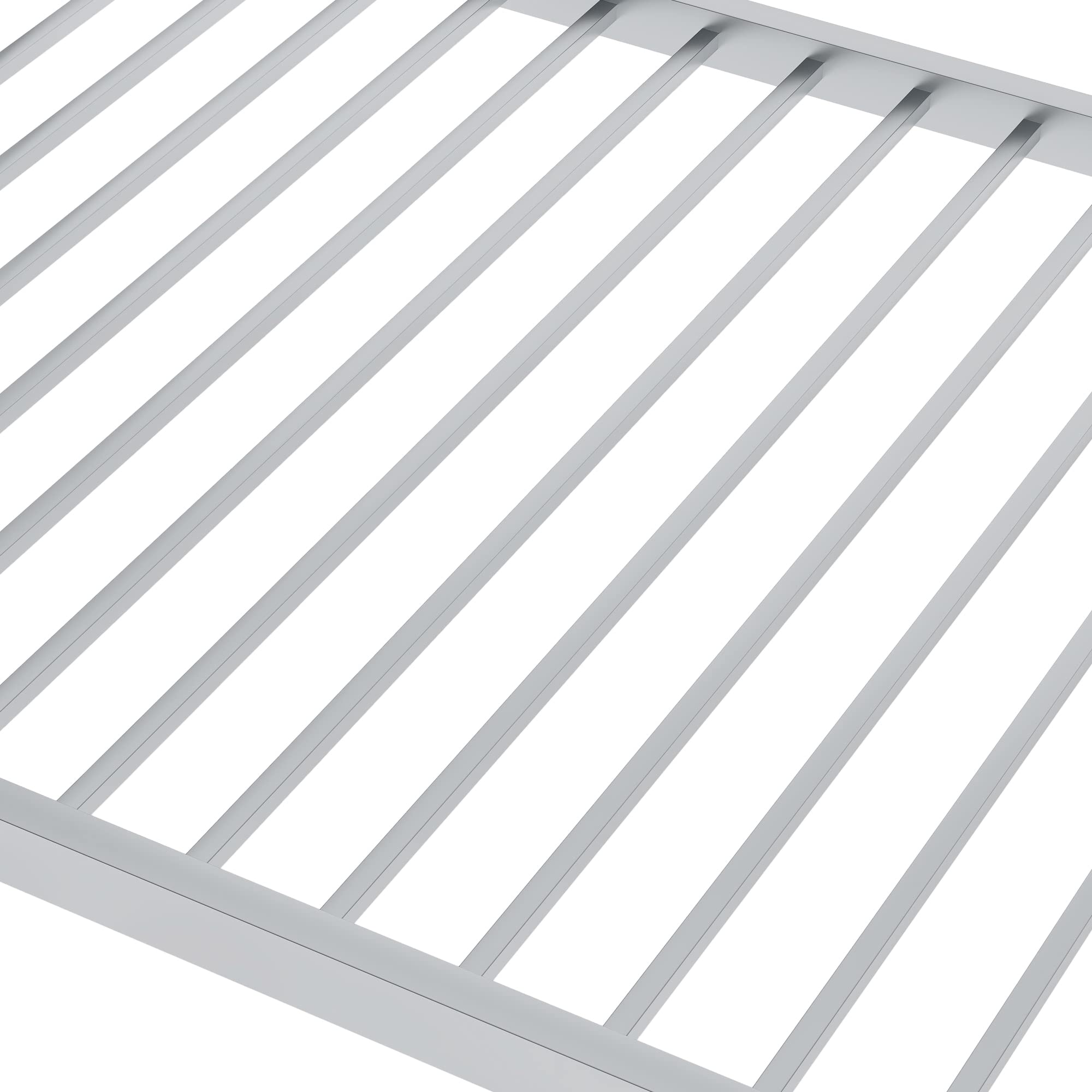 JULYFOX Metal Twin Over Twin Bunk Bed Frame - Sturdy Steel Construction with Ladder, No Box Spring Needed - Space Saving Solution for Kids, Teens & Small Rooms (Silver, Twin Size) - Perfect for Dormitories, Guest Rooms & Vacation Homes